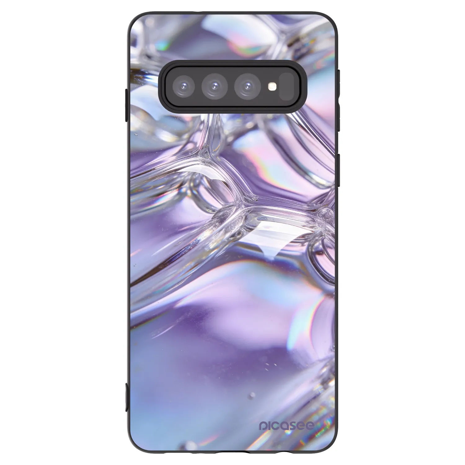Picasee Μαύρη θήκη σιλικόνης για Samsung Galaxy S10 G973 - Iridescent bubbles
