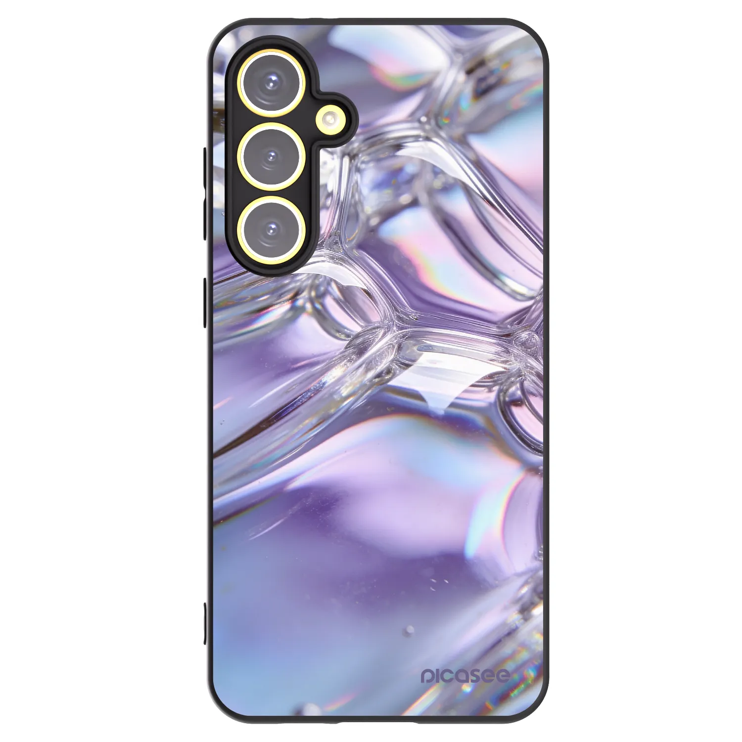 Picasee Μαύρη θήκη σιλικόνης για Samsung Galaxy S24 FE S721B - Iridescent bubbles