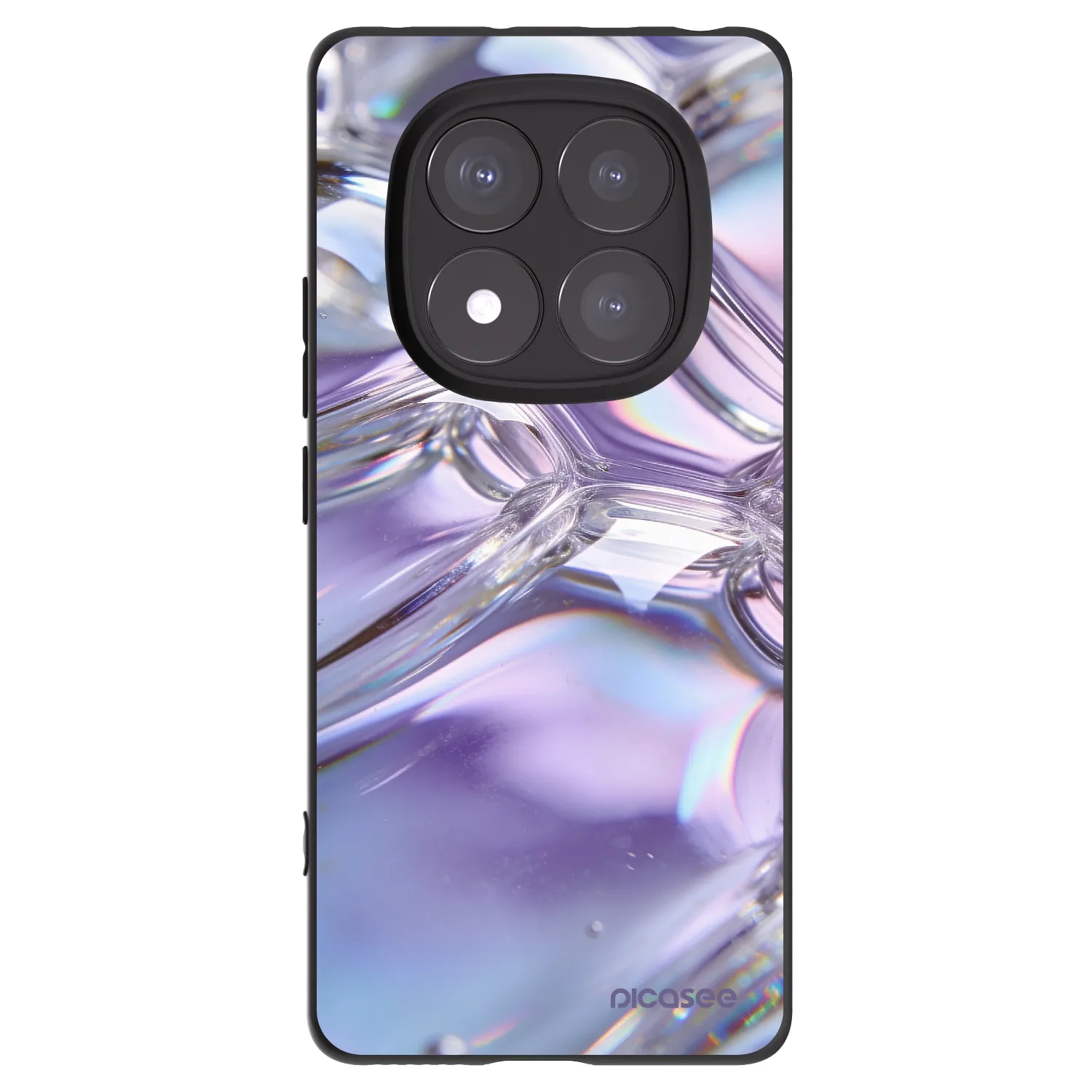 Picasee Μαύρη θήκη σιλικόνης για Xiaomi Redmi Note 14 Pro 5G - Iridescent bubbles