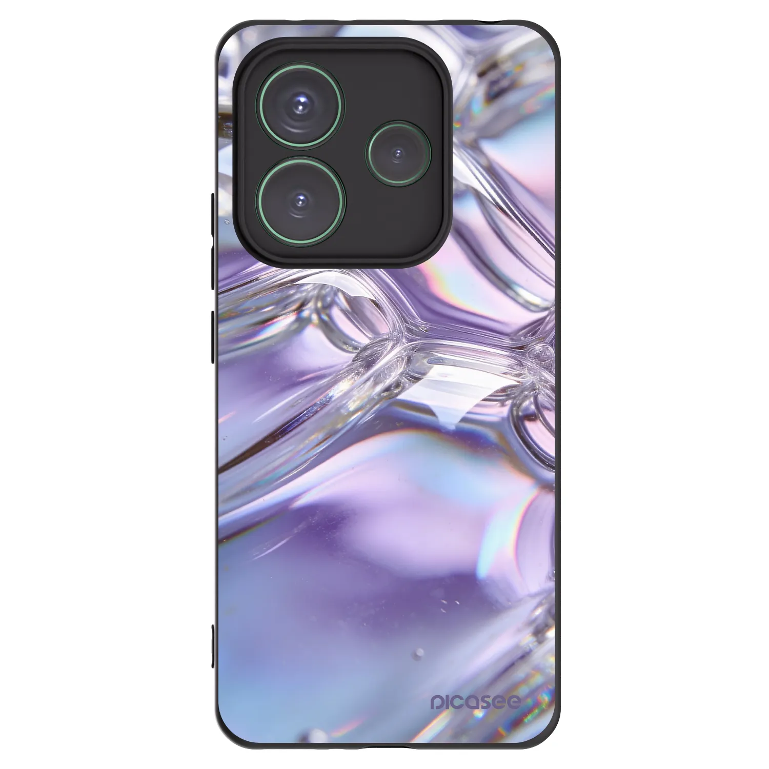 Picasee Μαύρη θήκη σιλικόνης για Xiaomi Redmi Note 14 5G - Iridescent bubbles
