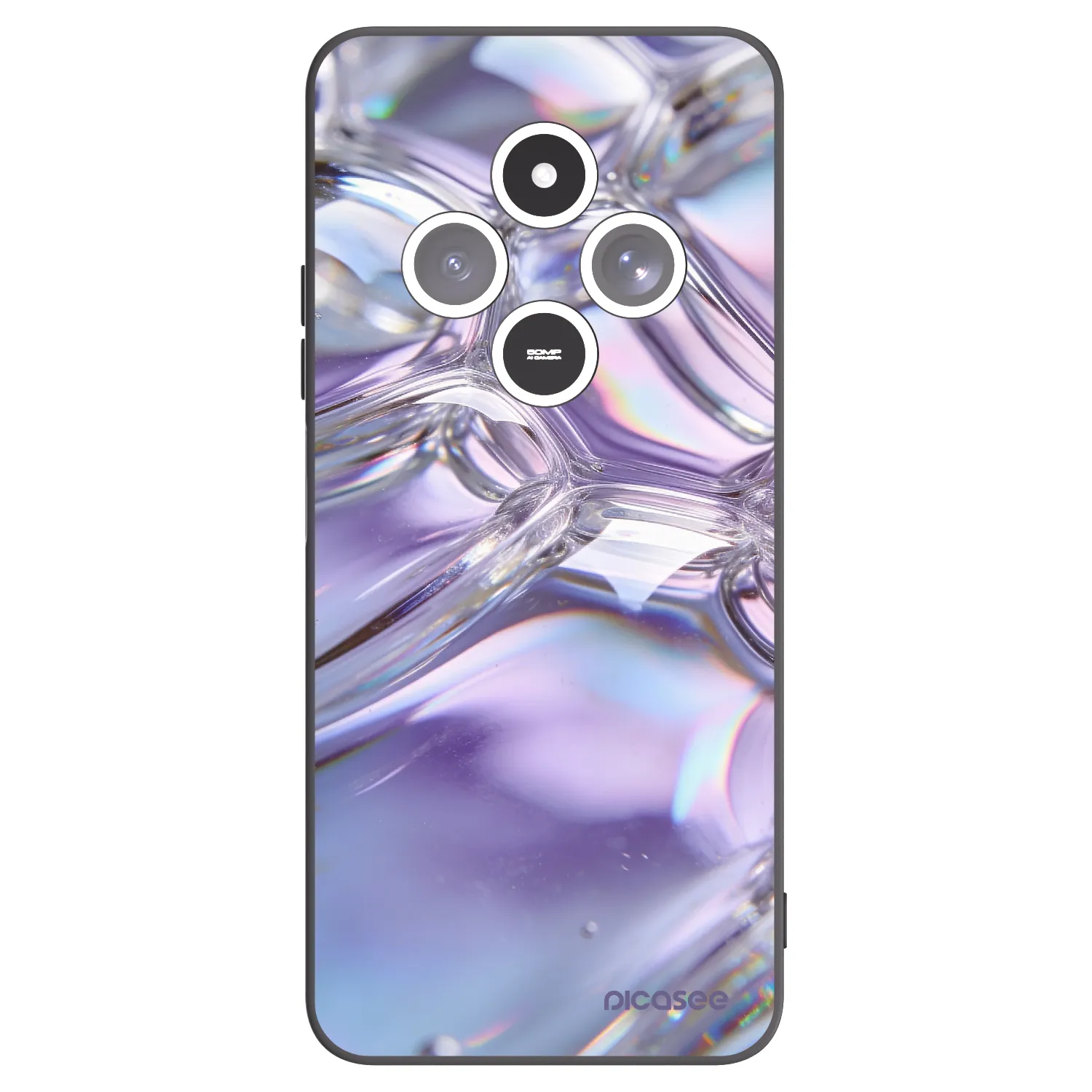 Picasee Μαύρη θήκη σιλικόνης για Xiaomi Redmi 14C - Iridescent bubbles