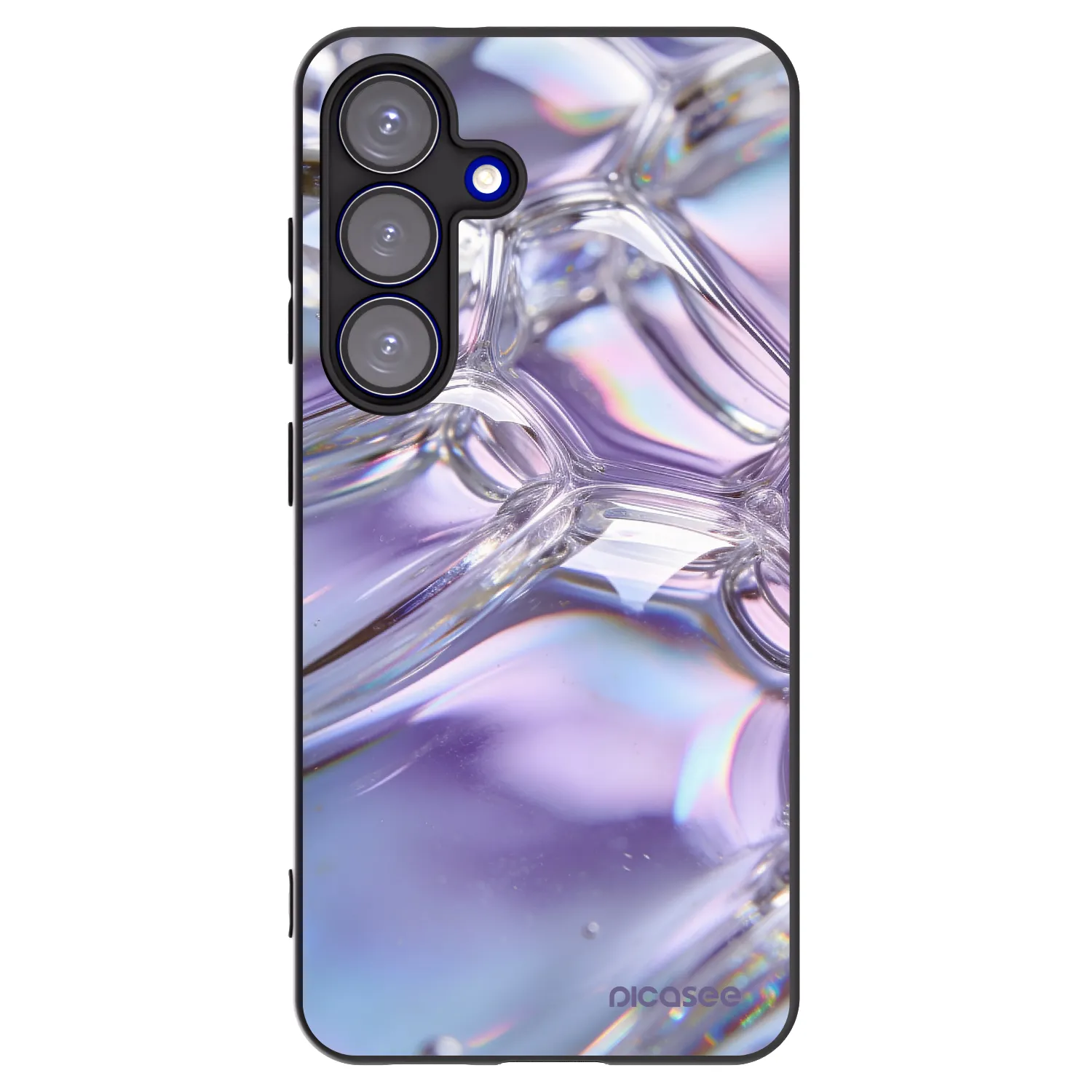 Picasee Μαύρη θήκη σιλικόνης για Samsung Galaxy S25 5G - Iridescent bubbles