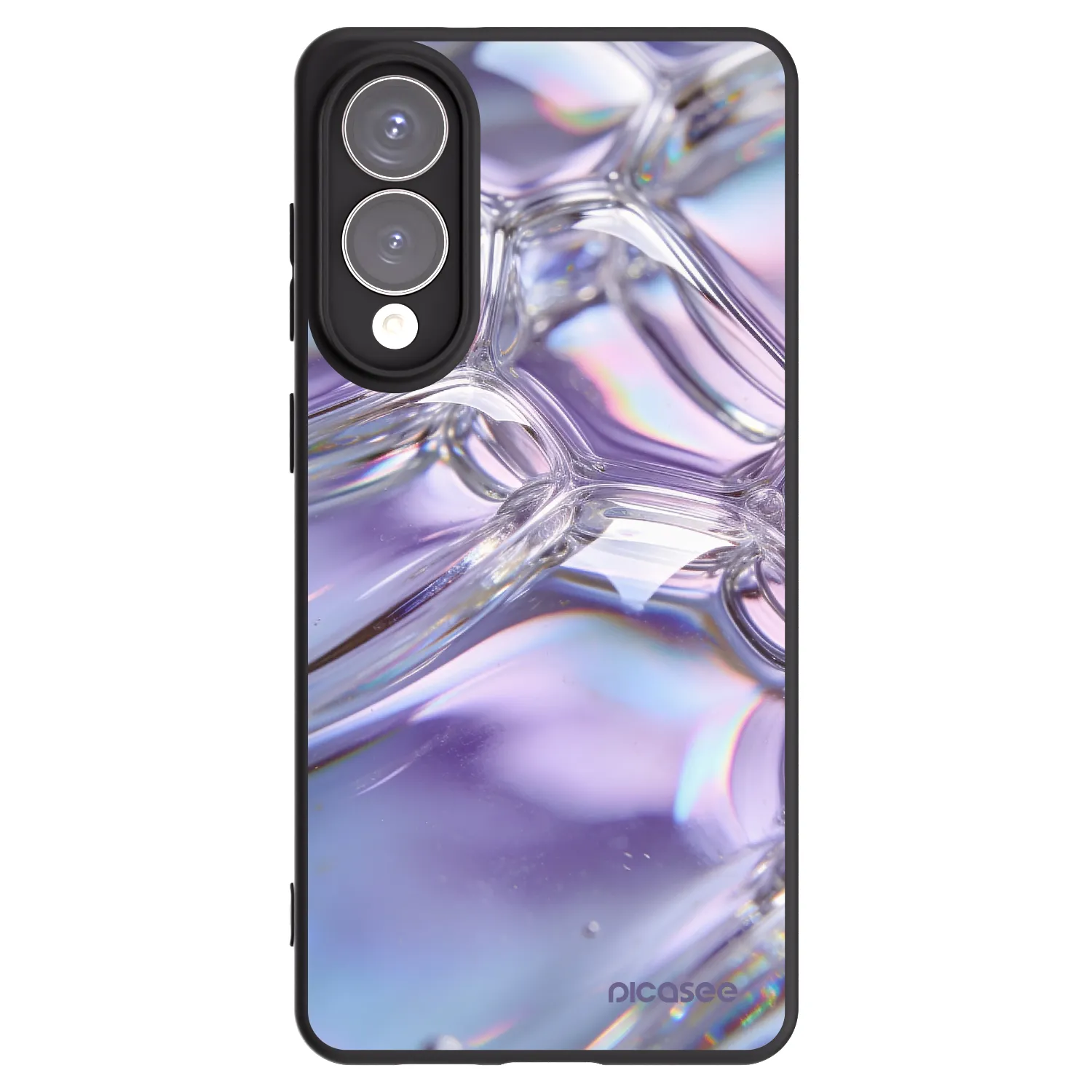 Picasee Μαύρη θήκη σιλικόνης για Samsung Galaxy S25 Edge 5G - Iridescent bubbles