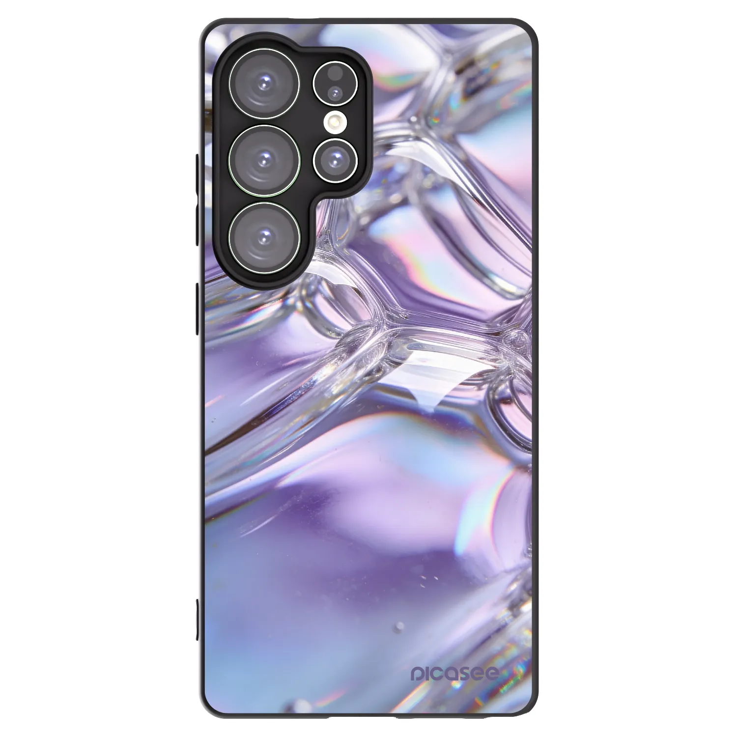 Picasee Μαύρη θήκη σιλικόνης για Samsung Galaxy S25 Ultra 5G - Iridescent bubbles