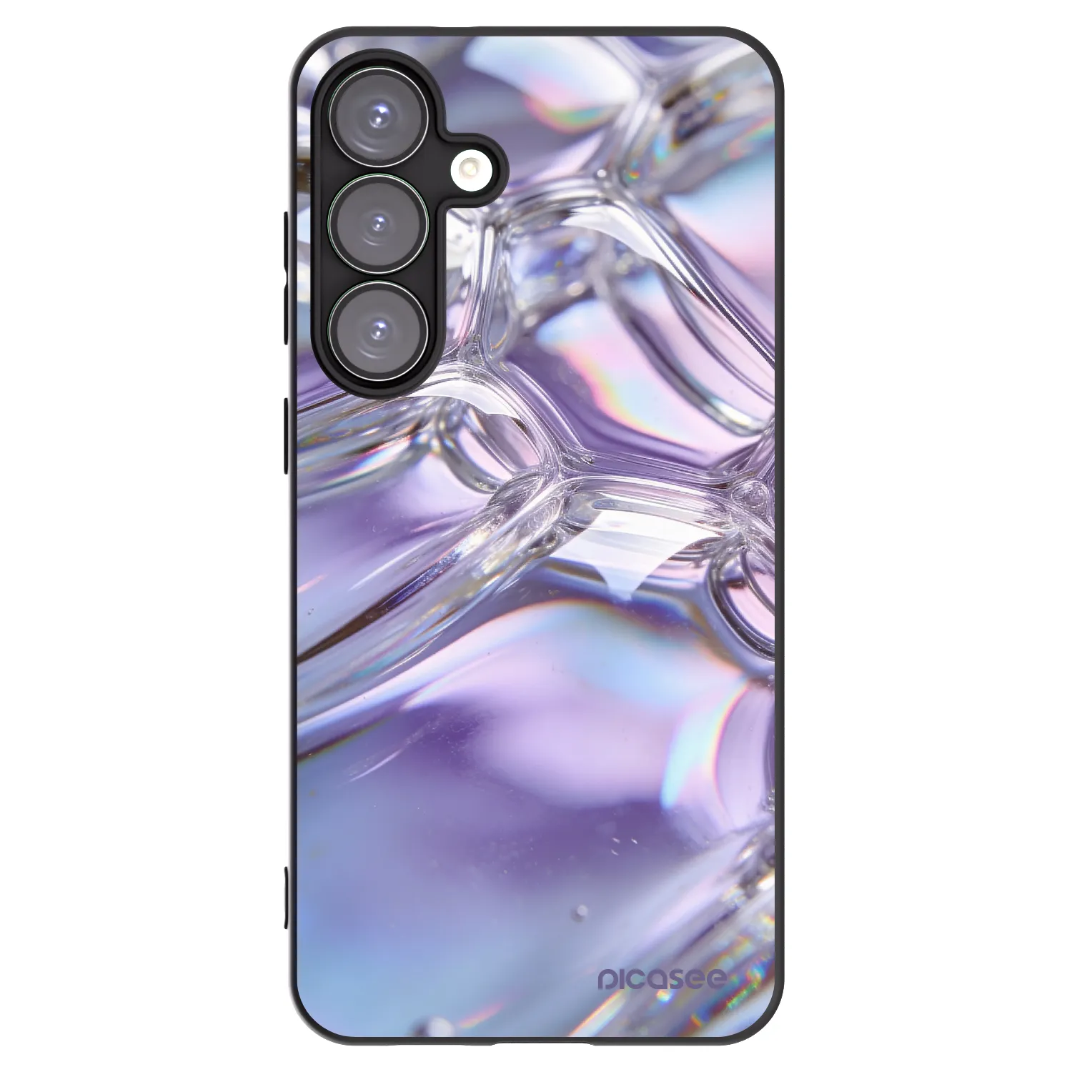 Picasee Μαύρη θήκη σιλικόνης για Samsung Galaxy S25+ 5G - Iridescent bubbles