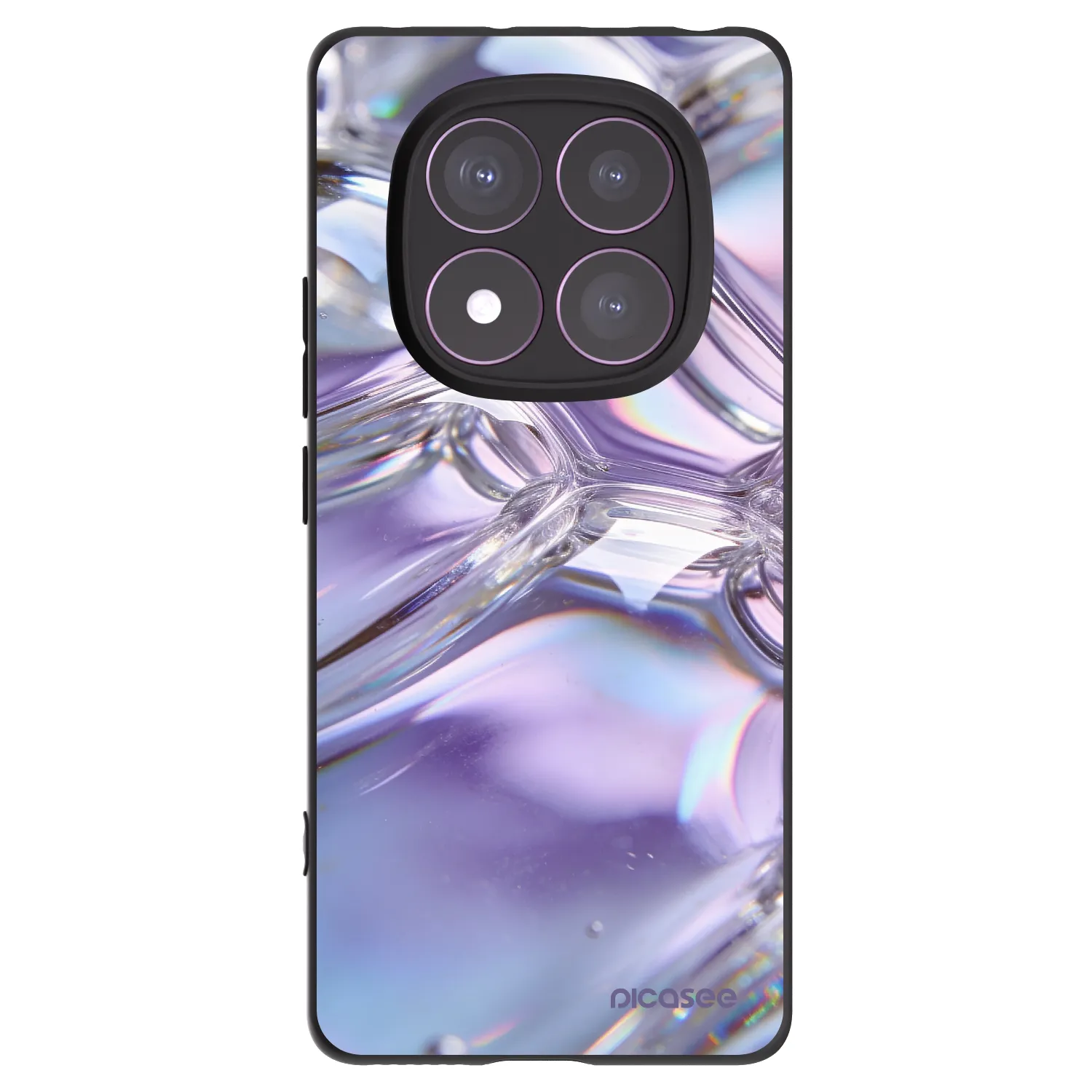 Picasee Μαύρη θήκη σιλικόνης για Xiaomi Redmi Note 14 Pro 4G - Iridescent bubbles
