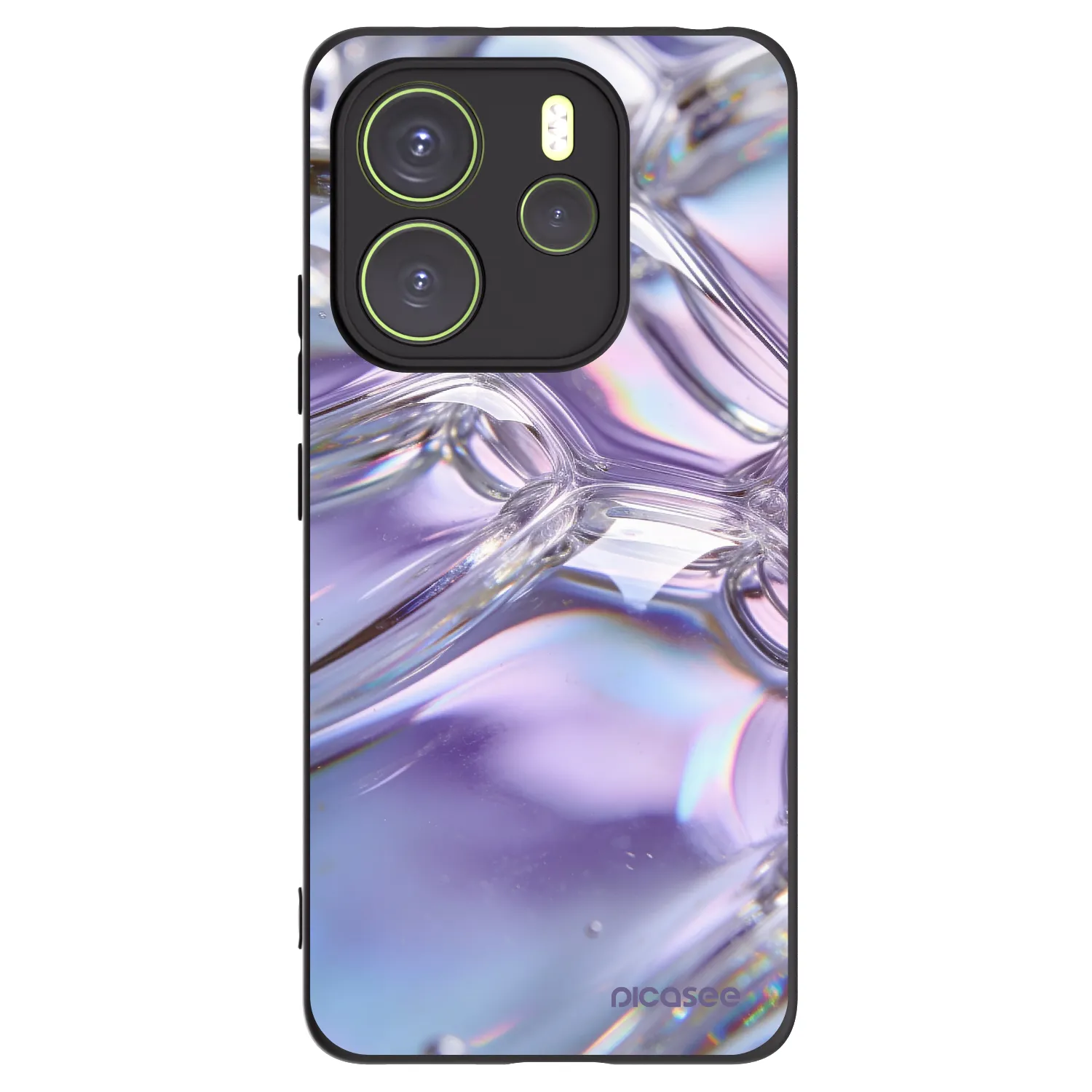 Picasee Μαύρη θήκη σιλικόνης για Xiaomi Redmi Note 14 4G - Iridescent bubbles