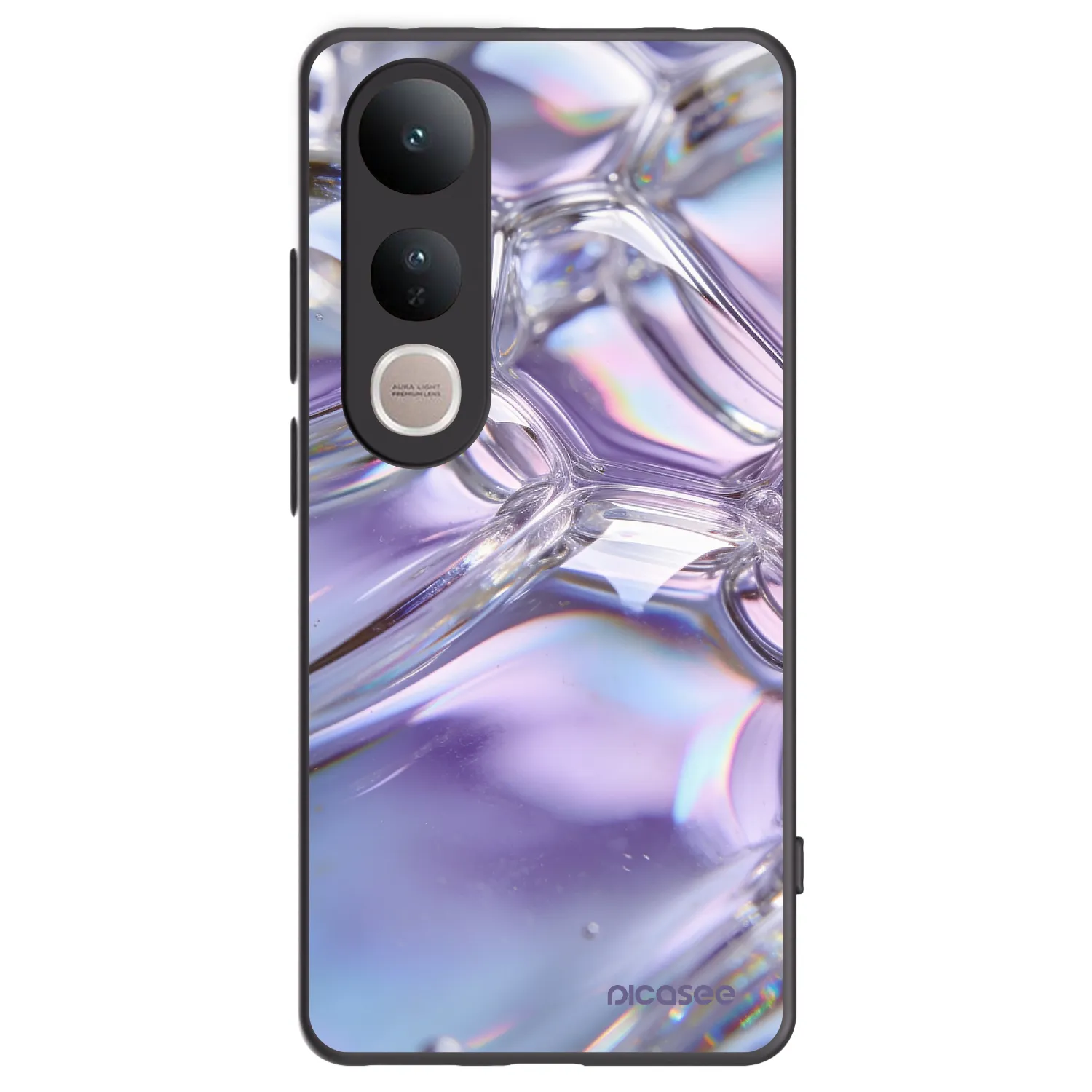 Picasee Μαύρη θήκη σιλικόνης για Vivo V50 Lite 5G - Iridescent bubbles