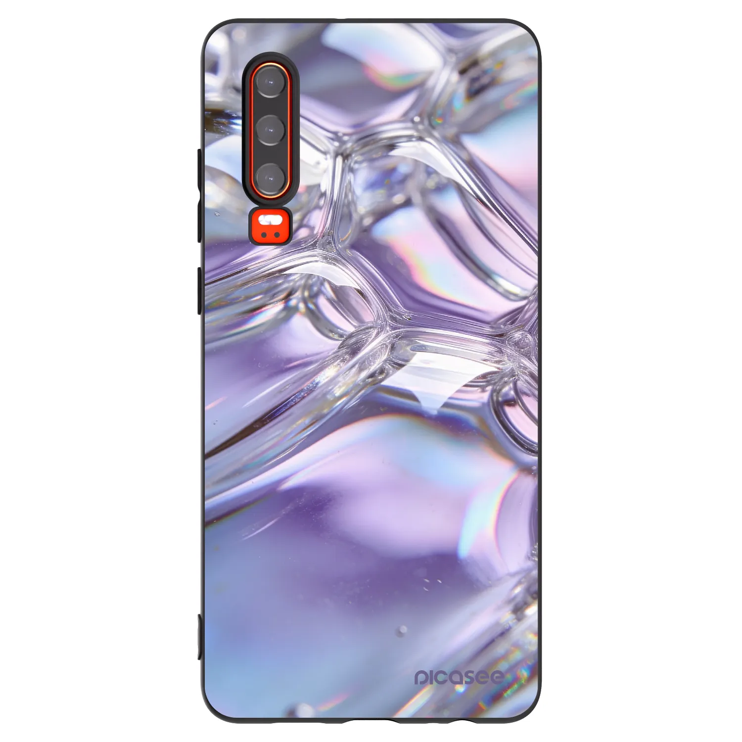 Picasee Μαύρη θήκη σιλικόνης για Huawei P30 - Iridescent bubbles