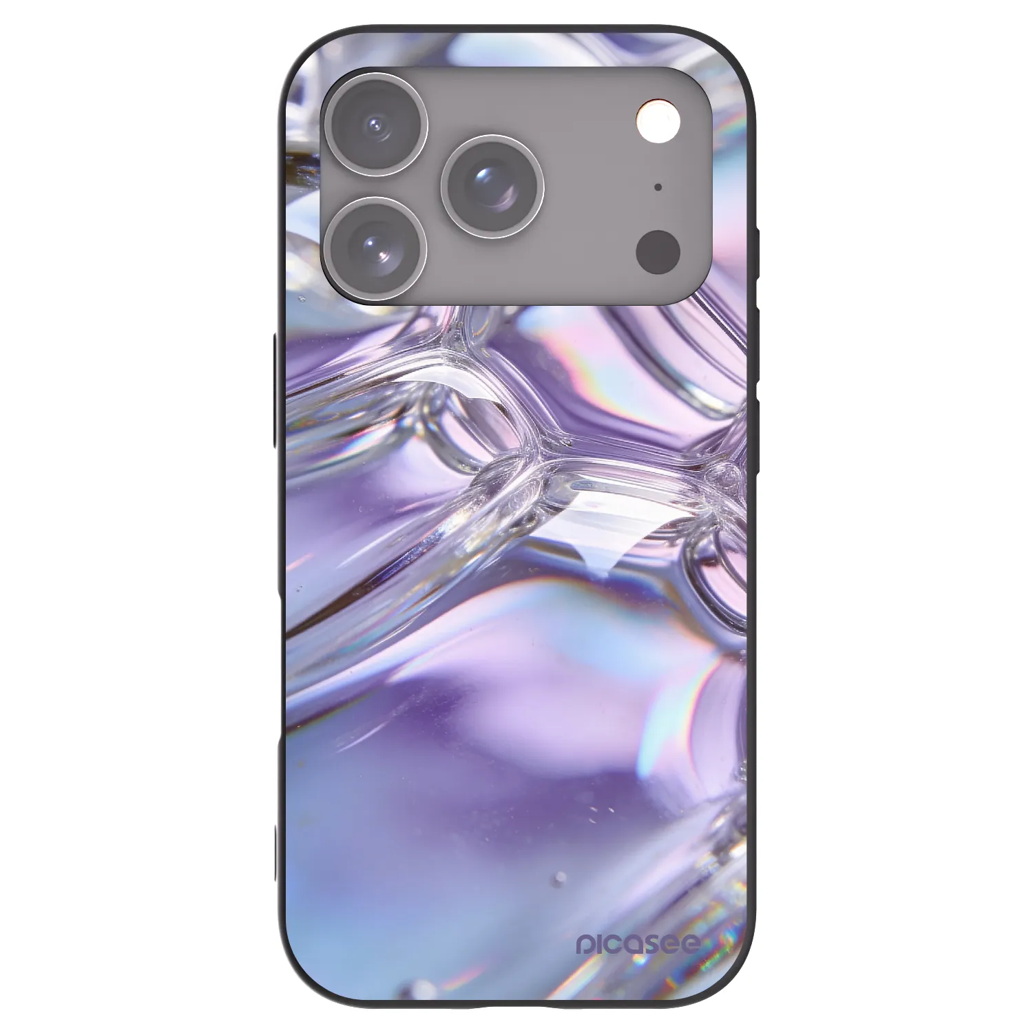 Picasee Μαύρη θήκη σιλικόνης για Apple iPhone 17 Pro - Iridescent bubbles