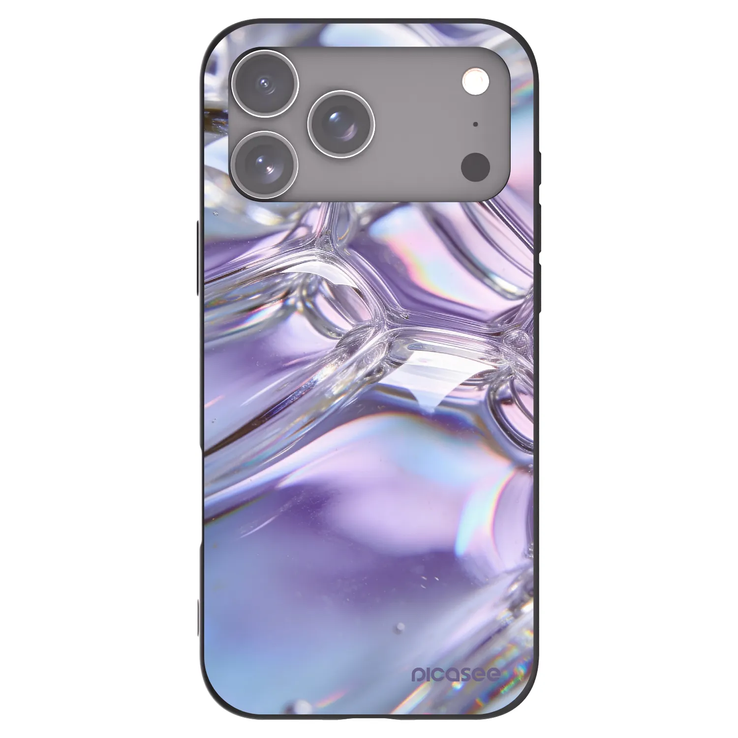 Picasee Μαύρη θήκη σιλικόνης για Apple iPhone 17 Pro Max - Iridescent bubbles