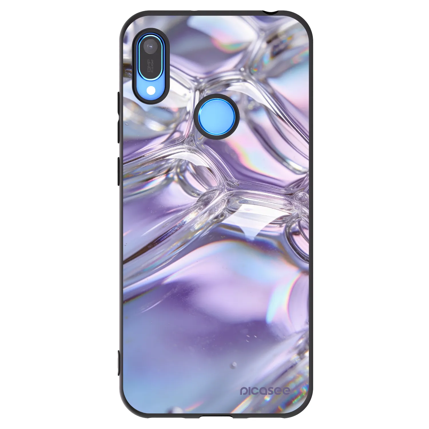 Picasee Μαύρη θήκη σιλικόνης για Huawei Y6 2019 - Iridescent bubbles