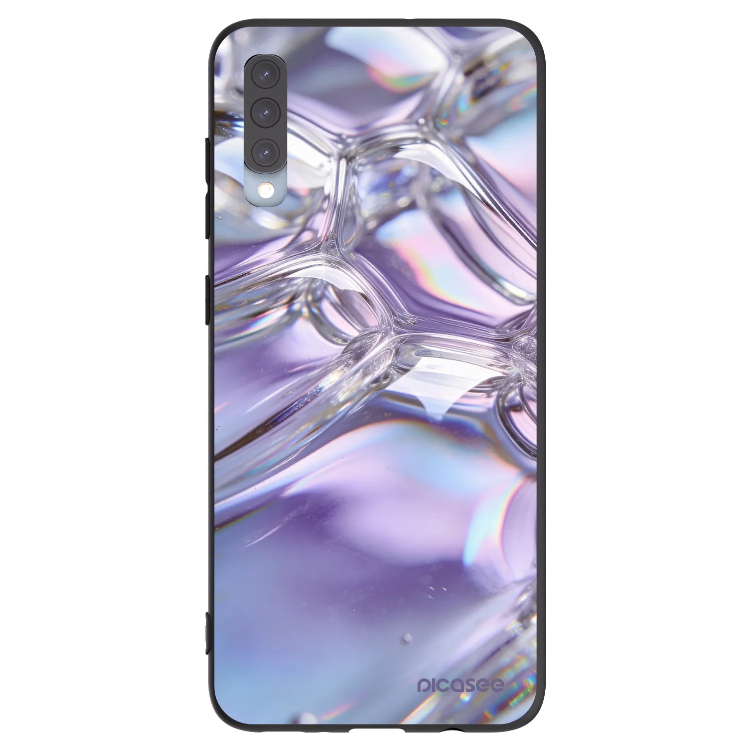 Picasee Μαύρη θήκη σιλικόνης για Samsung Galaxy A70 A705F - Iridescent bubbles