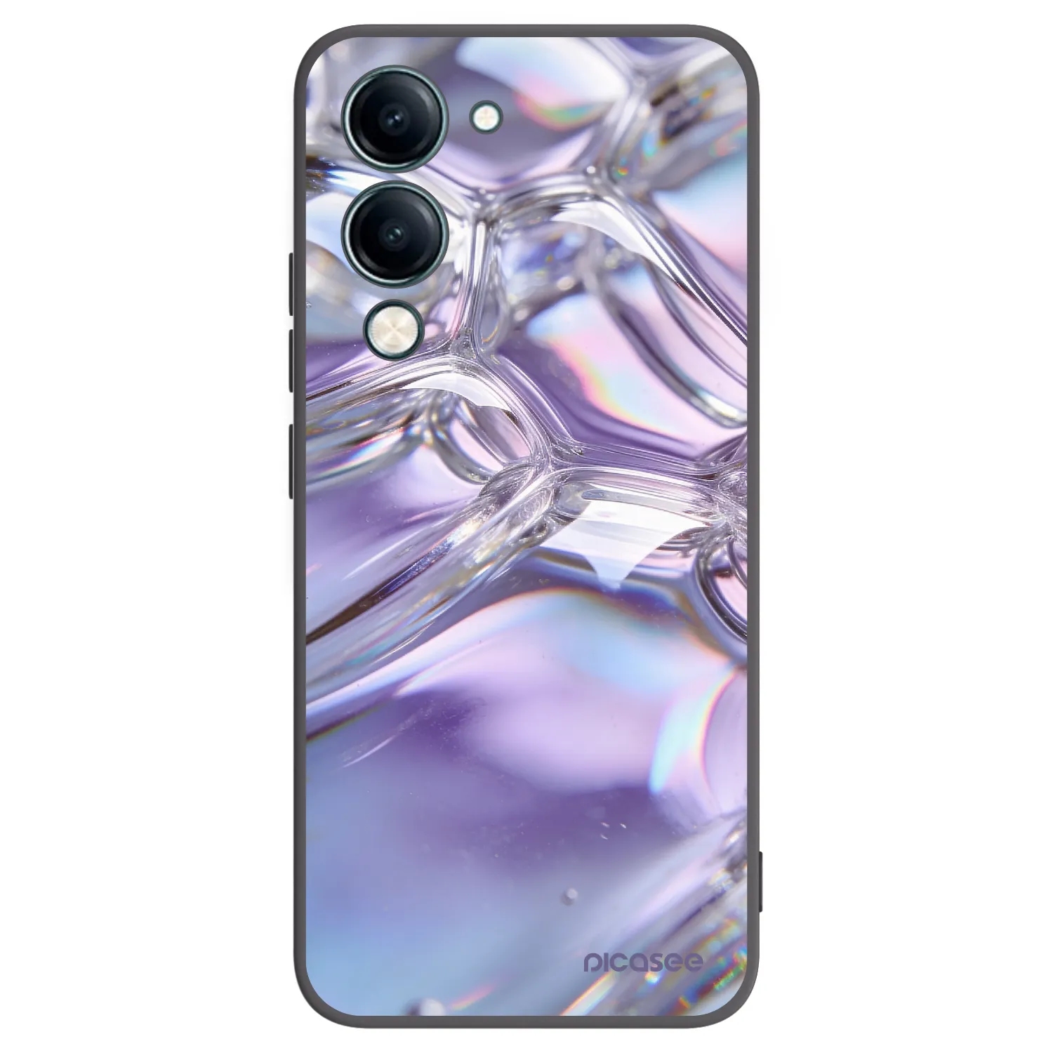 Picasee Μαύρη θήκη σιλικόνης για Vivo Y29s 5G - Iridescent bubbles