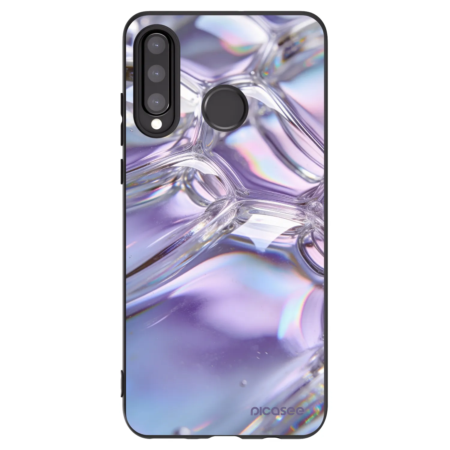 Picasee Μαύρη θήκη σιλικόνης για Huawei P30 Lite - Iridescent bubbles