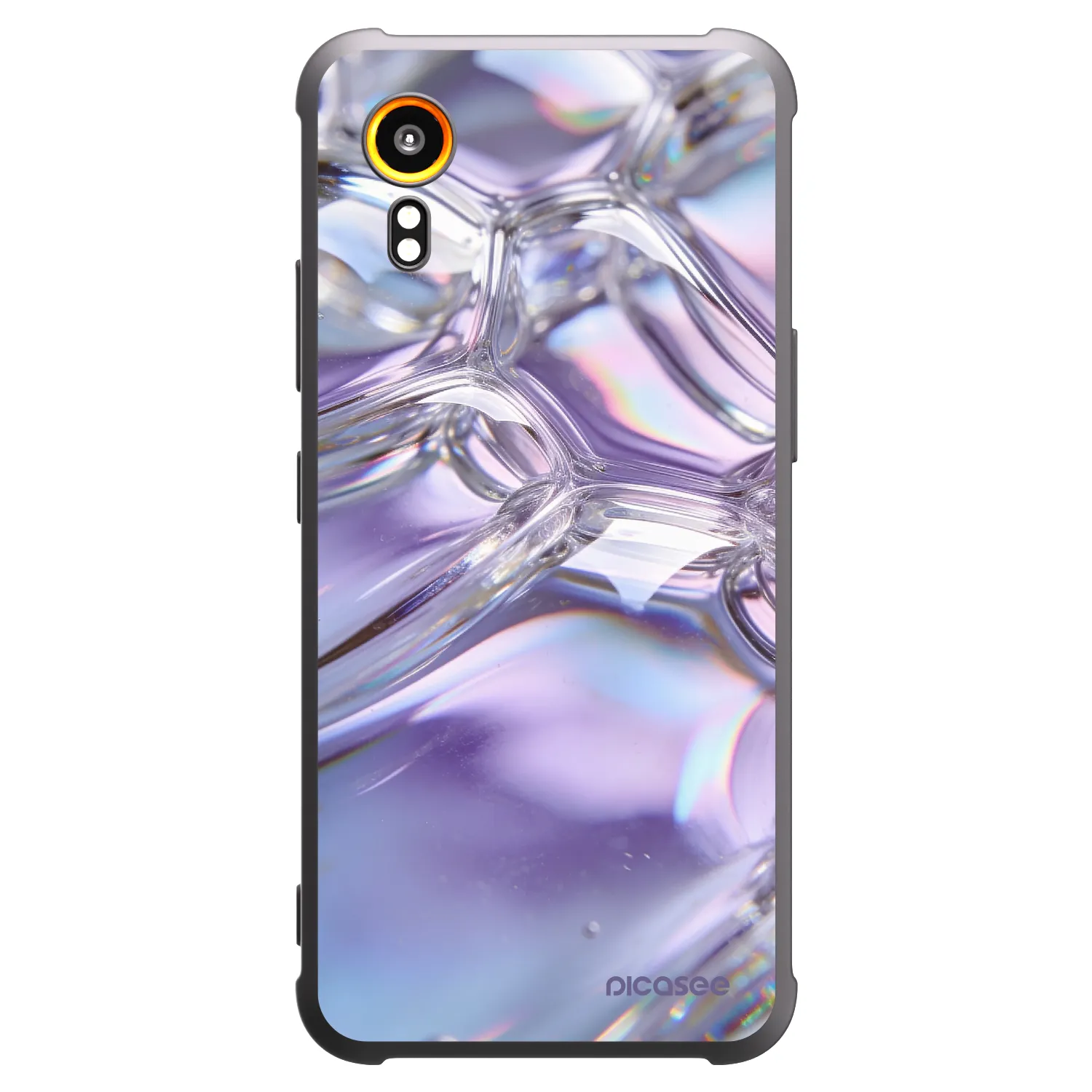 Picasee Μαύρη θήκη σιλικόνης για Samsung Galaxy XCover 7 - Iridescent bubbles