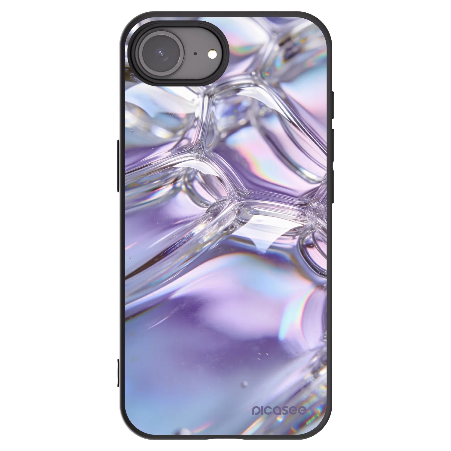 Picasee Μαύρη θήκη σιλικόνης για Apple iPhone 17e - Iridescent bubbles