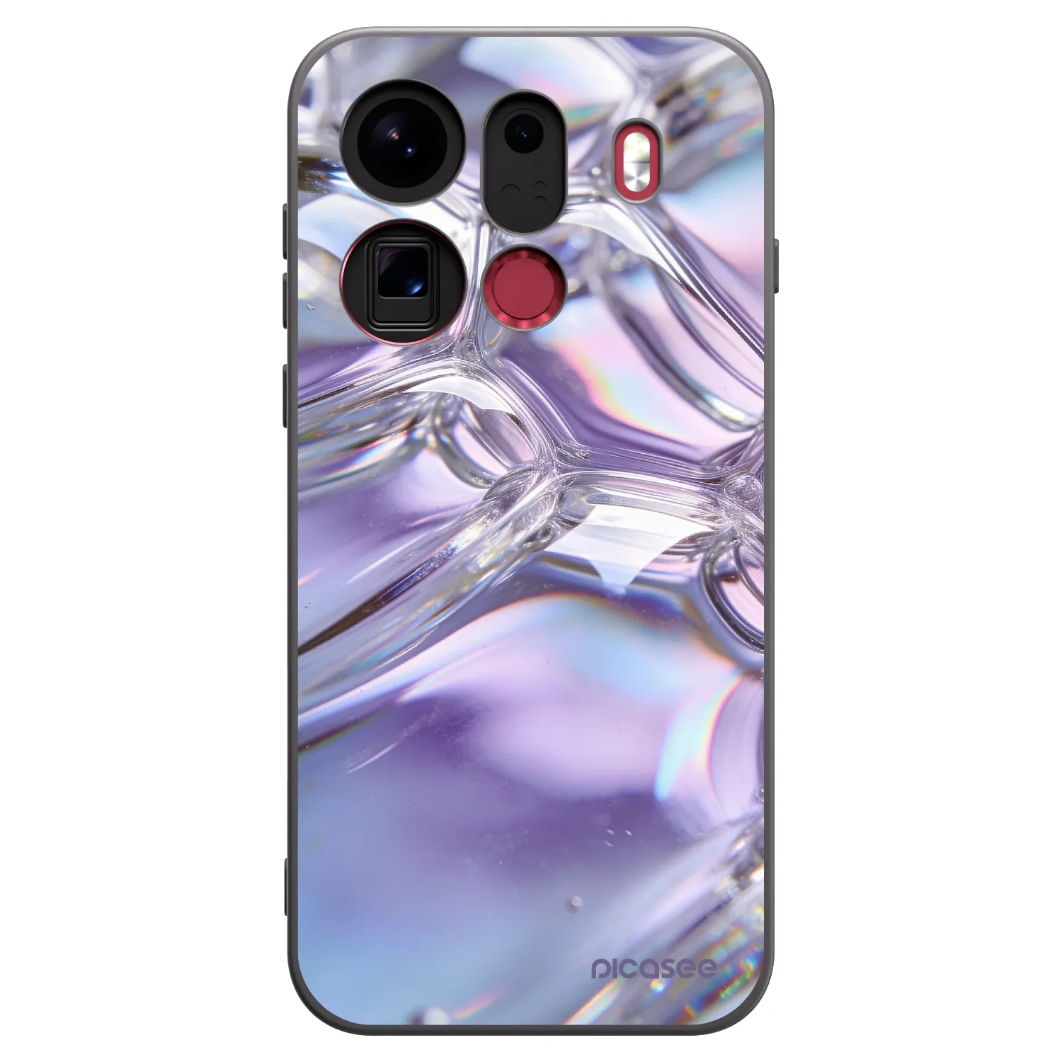Picasee Μαύρη θήκη σιλικόνης για OPPO Find X9 Pro - Iridescent bubbles