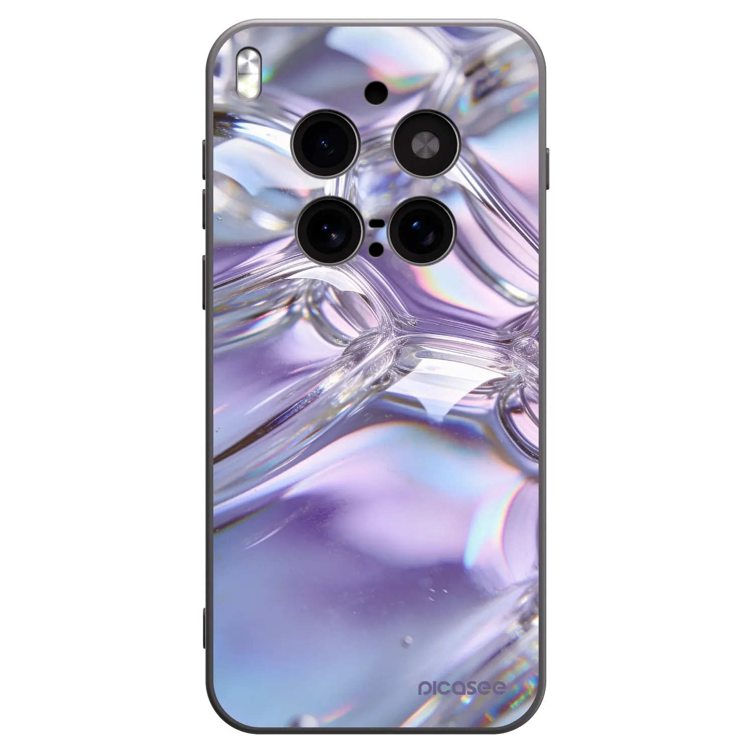 Picasee Μαύρη θήκη σιλικόνης για Vivo X300 Pro - Iridescent bubbles