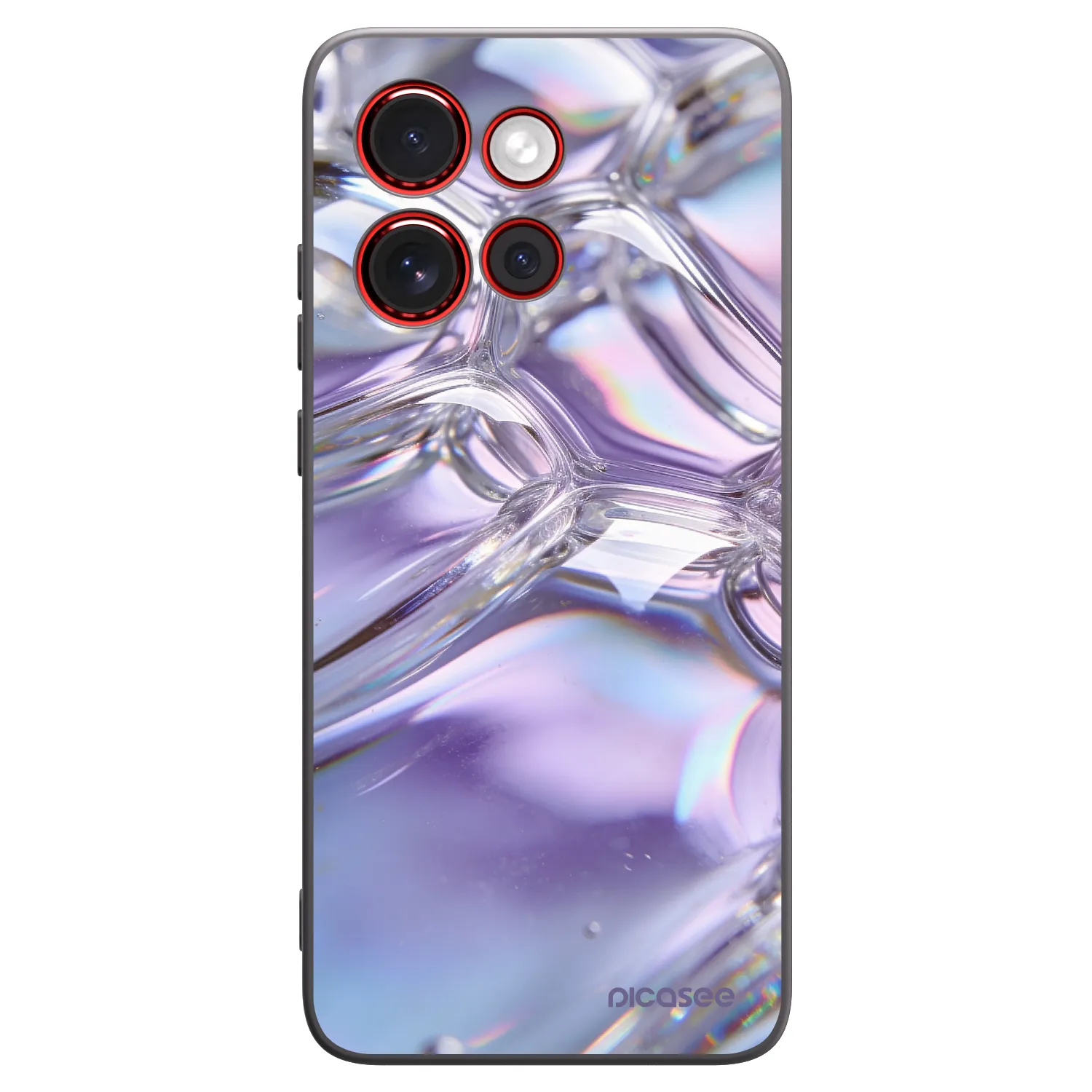 Picasee Μαύρη θήκη σιλικόνης για Motorola Edge 60 Neo 5G - Iridescent bubbles