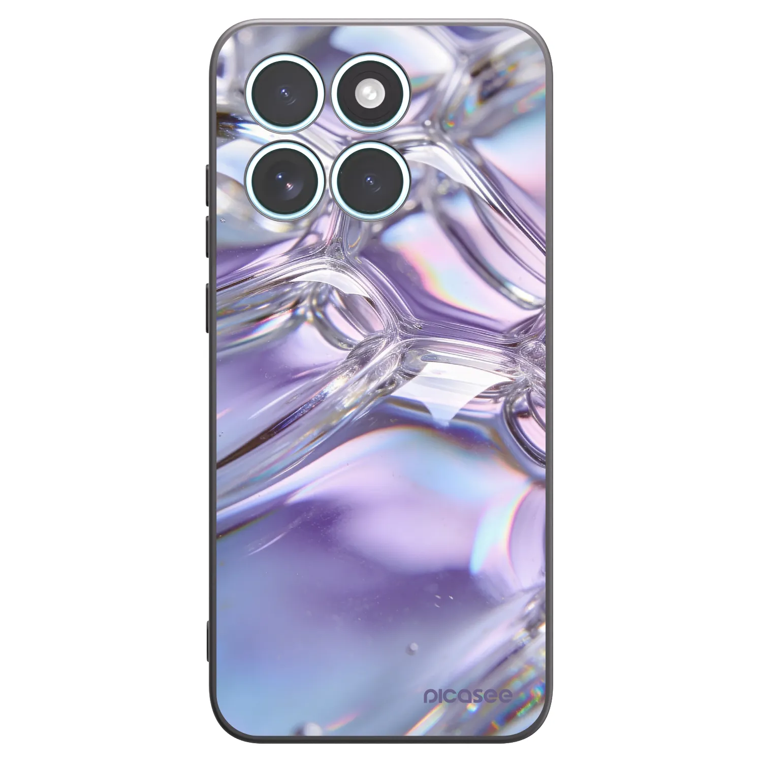 Picasee Μαύρη θήκη σιλικόνης για Motorola Edge 70 Fusion - Iridescent bubbles