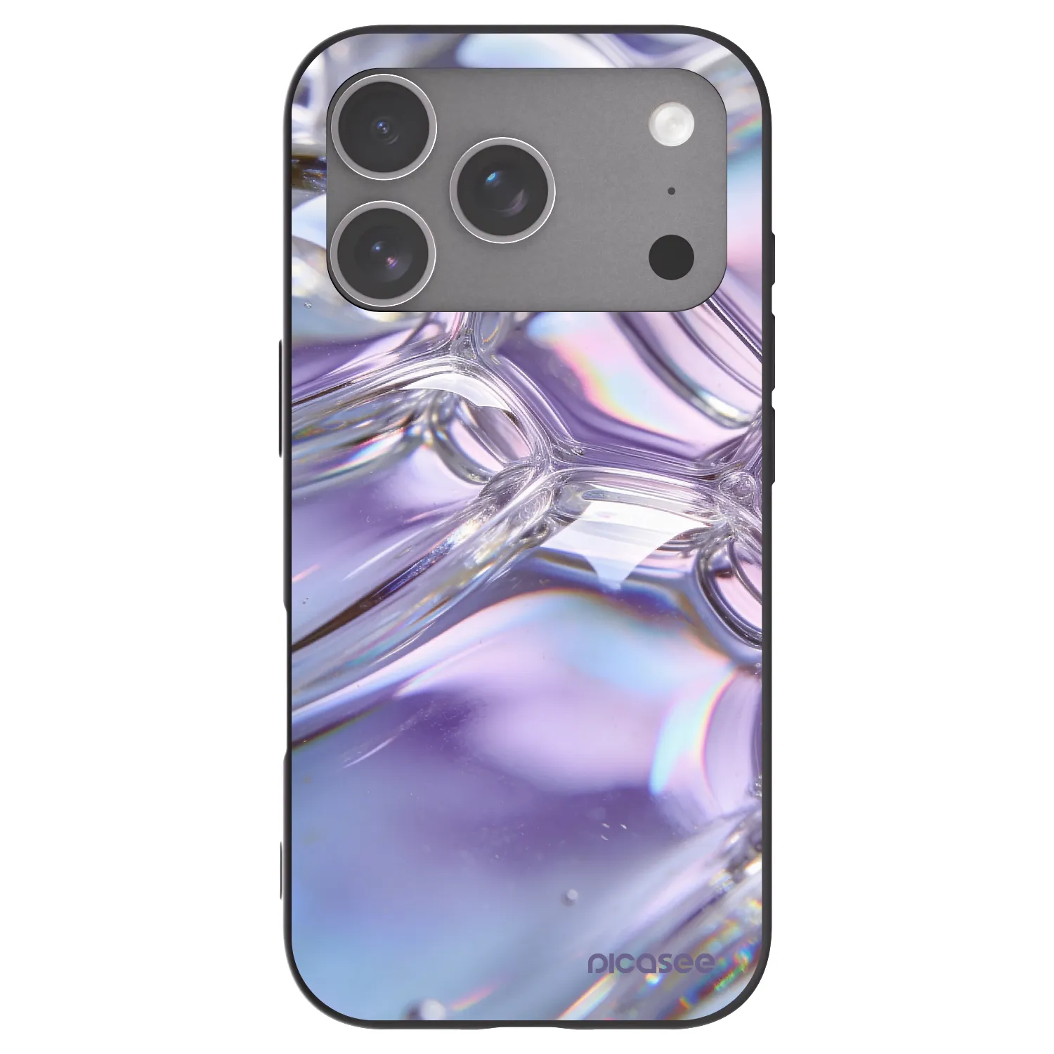 Picasee Μαύρη θήκη σιλικόνης για Apple iPhone 18 Pro - Iridescent bubbles
