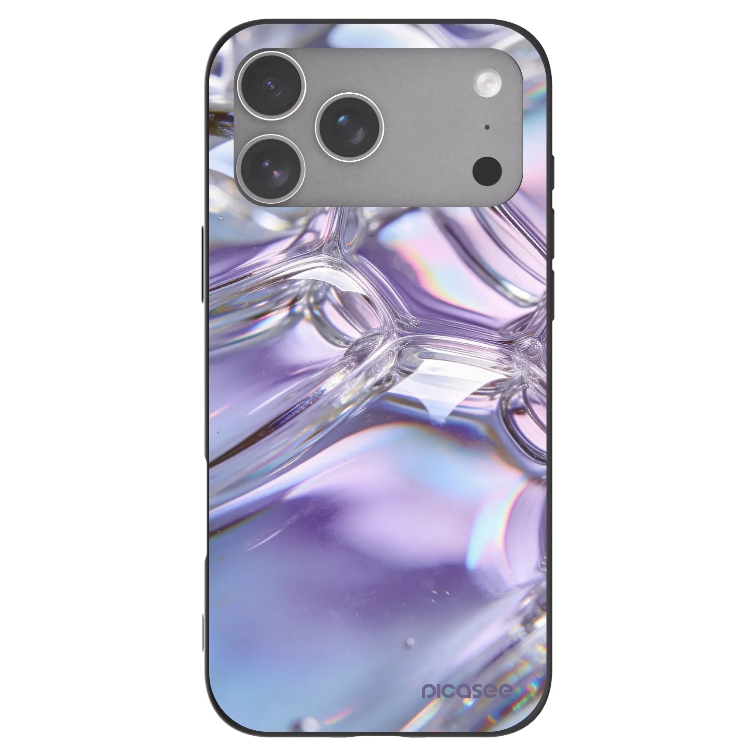 Picasee Μαύρη θήκη σιλικόνης για Apple iPhone 18 Pro Max - Iridescent bubbles