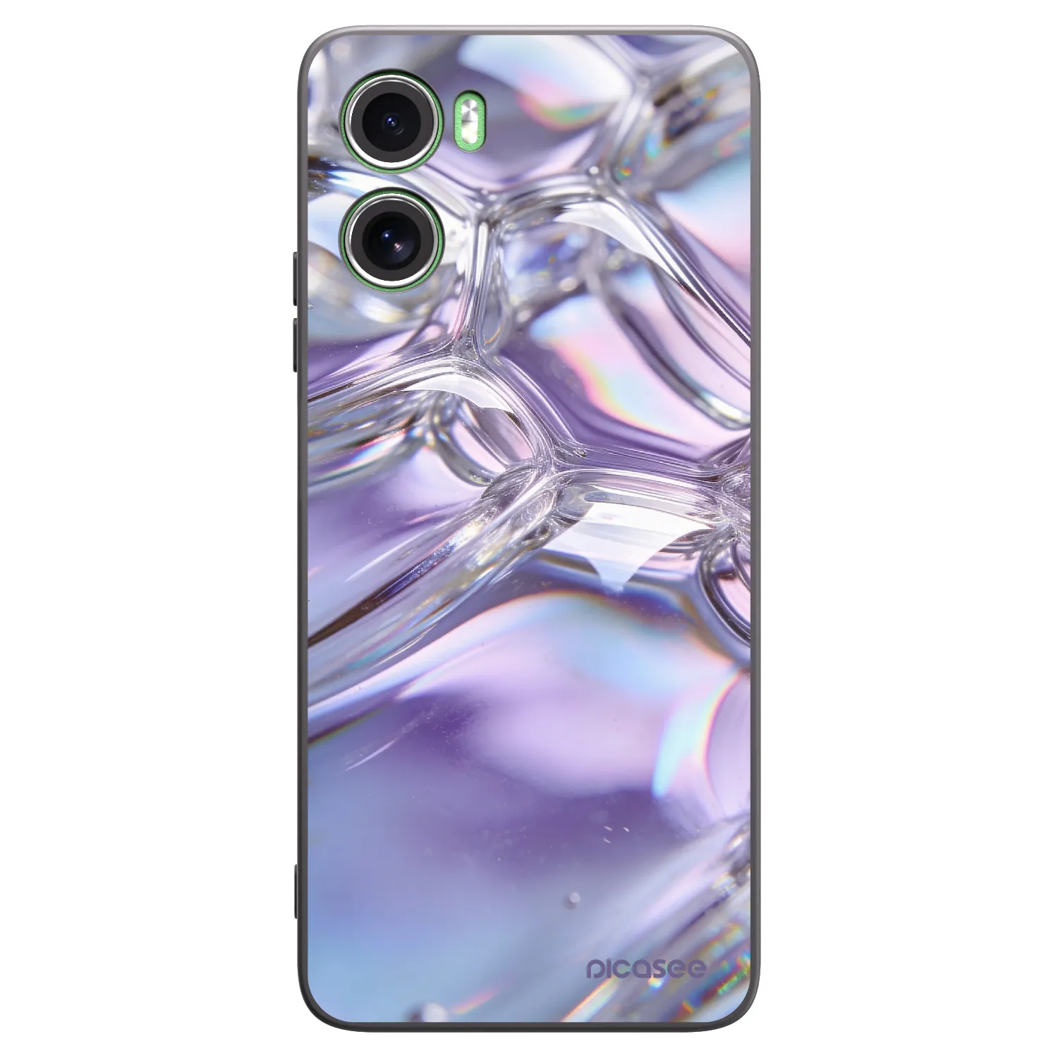 Picasee Μαύρη θήκη σιλικόνης για Motorola Moto G06 - Iridescent bubbles