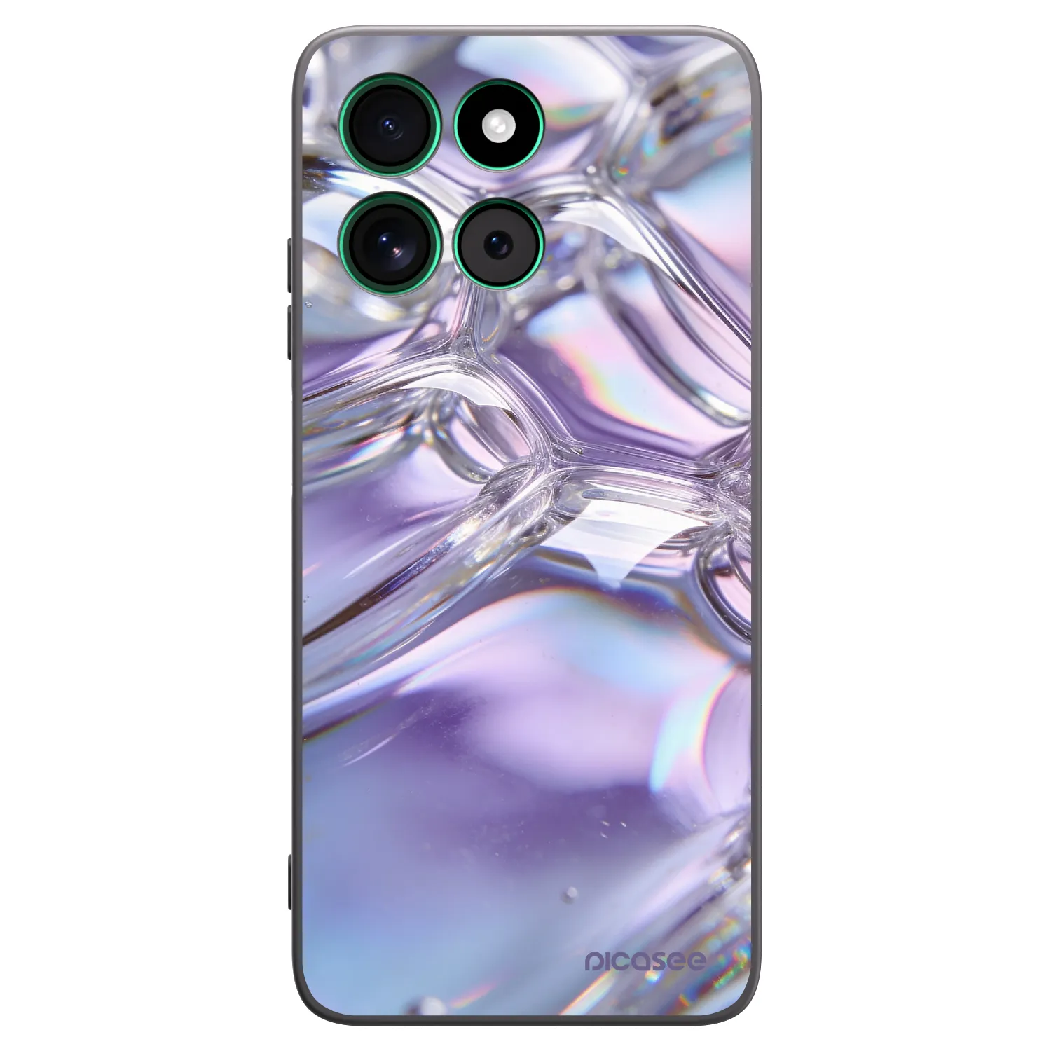 Picasee Μαύρη θήκη σιλικόνης για Motorola Moto G57 Power - Iridescent bubbles