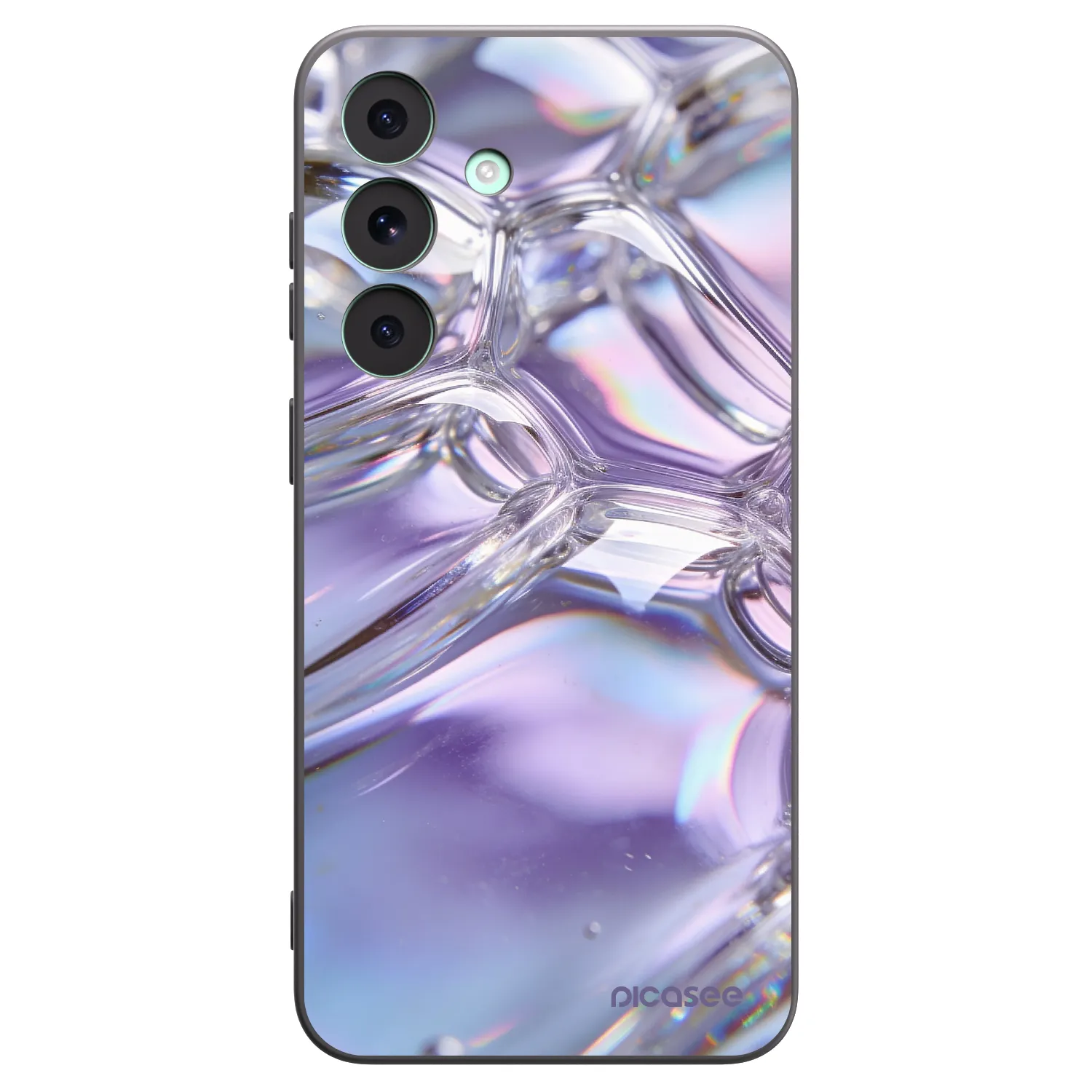 Picasee Μαύρη θήκη σιλικόνης για Samsung Galaxy S26 FE - Iridescent bubbles