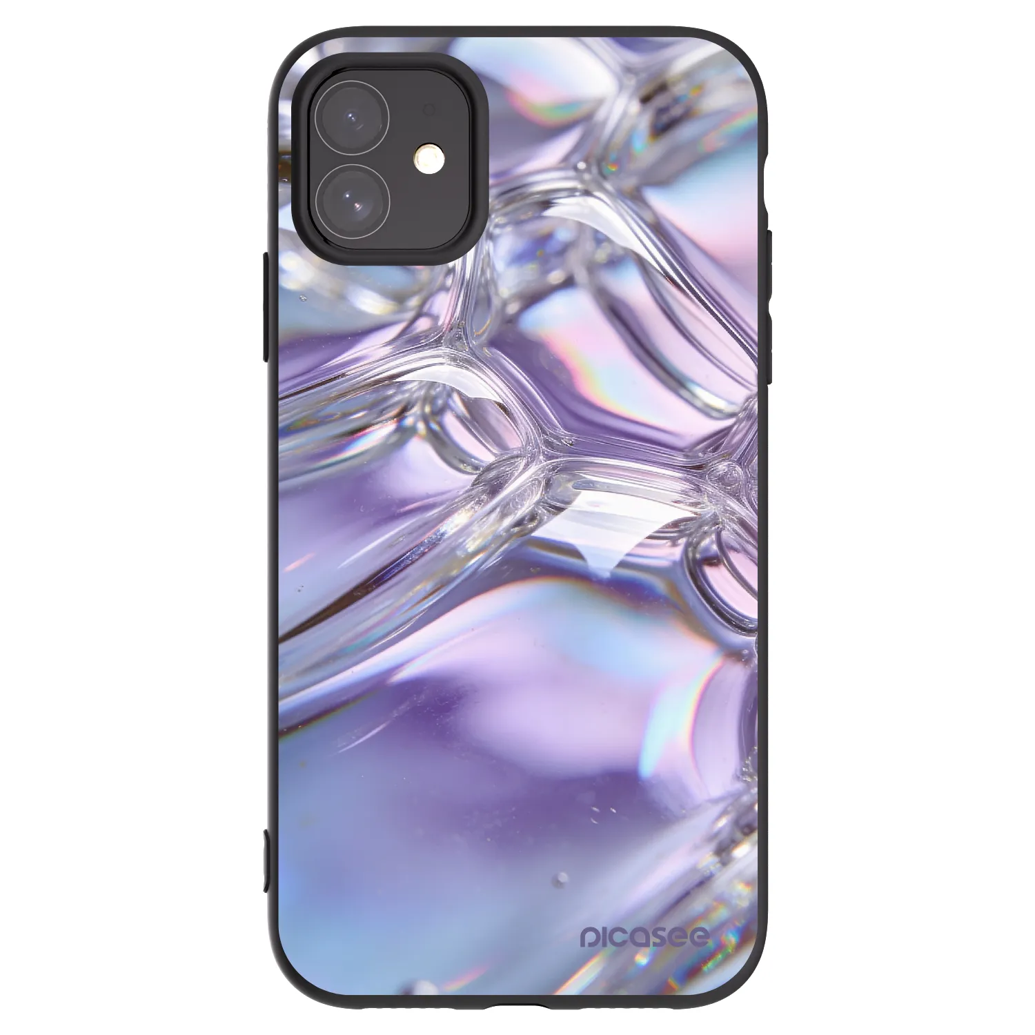 Picasee Μαύρη θήκη σιλικόνης για Apple iPhone 11 - Iridescent bubbles