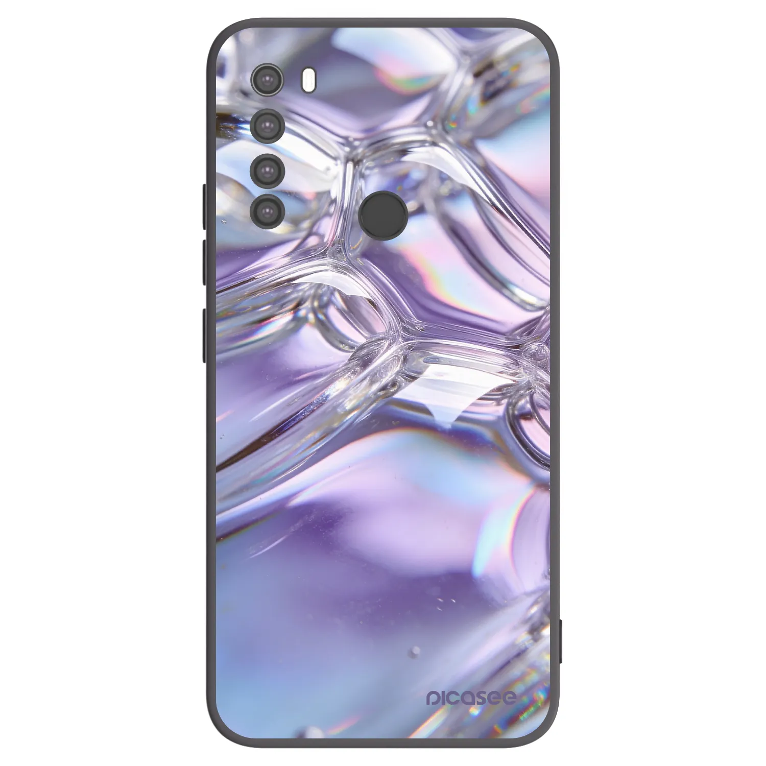Picasee Μαύρη θήκη σιλικόνης για Xiaomi Redmi Note 8 - Iridescent bubbles