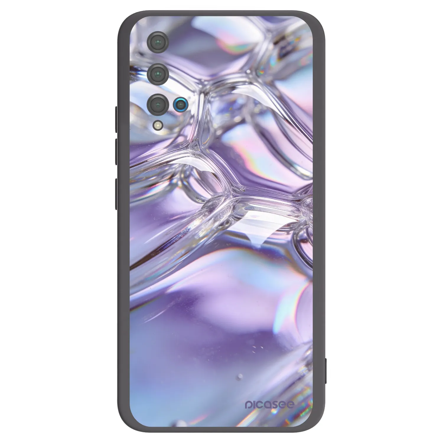 Picasee Μαύρη θήκη σιλικόνης για Huawei Nova 5T - Iridescent bubbles
