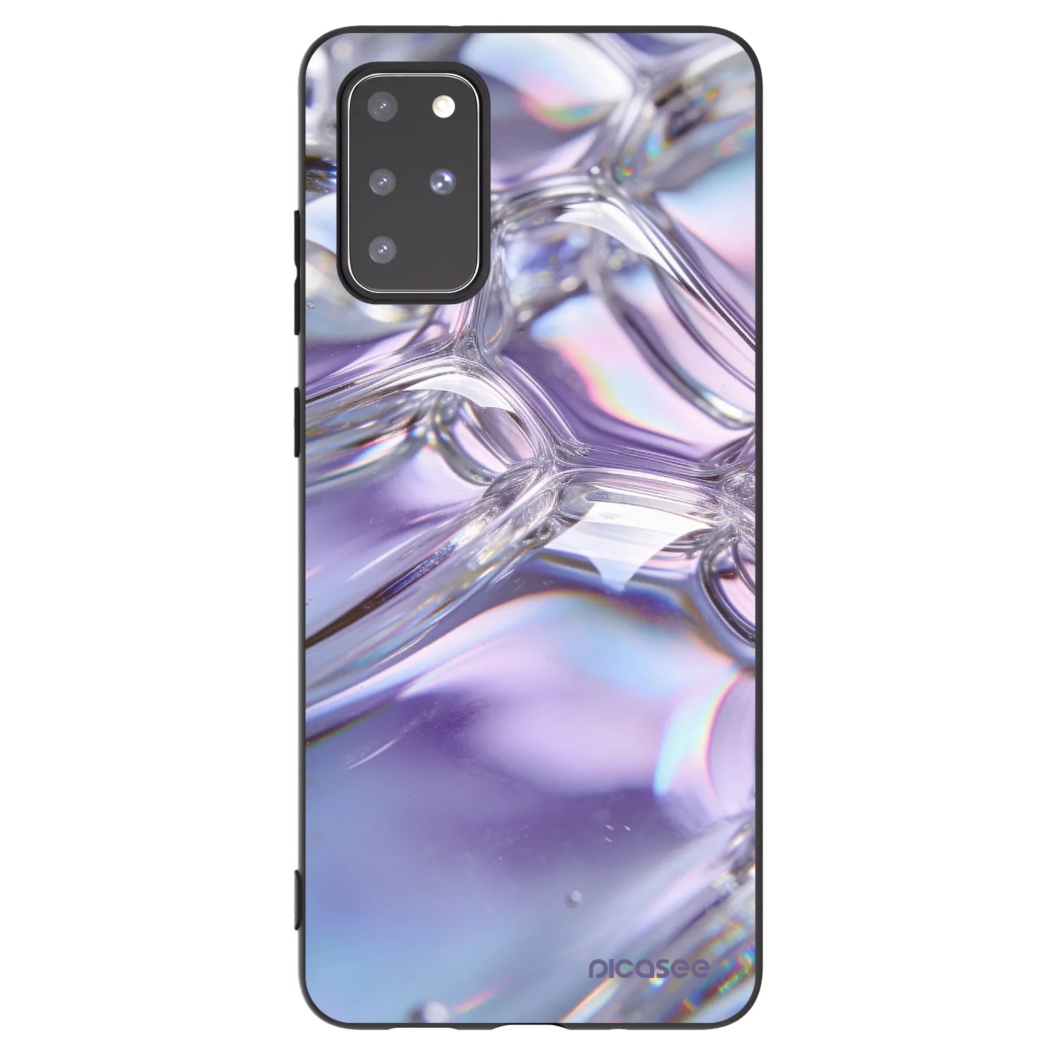 Picasee Μαύρη θήκη σιλικόνης για Samsung Galaxy S20+ G985F - Iridescent bubbles
