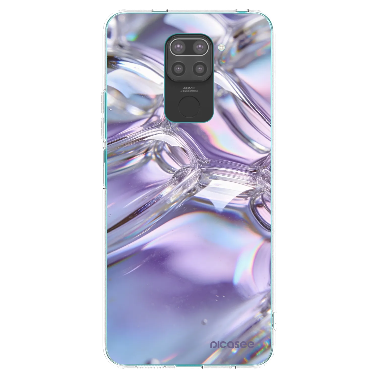 Picasee Μαύρη θήκη σιλικόνης για Xiaomi Redmi Note 9 - Iridescent bubbles