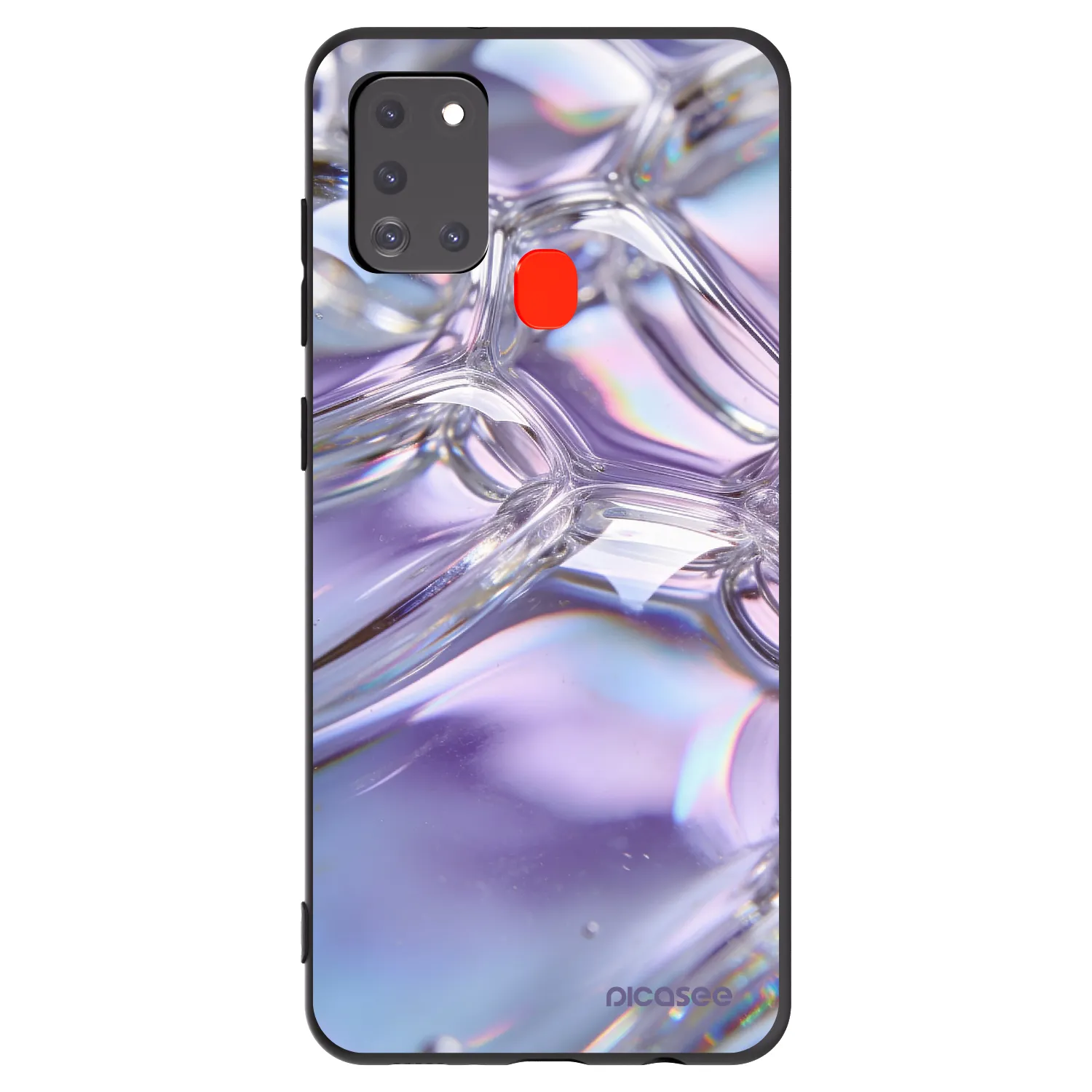 Picasee Μαύρη θήκη σιλικόνης για Samsung Galaxy A21s - Iridescent bubbles