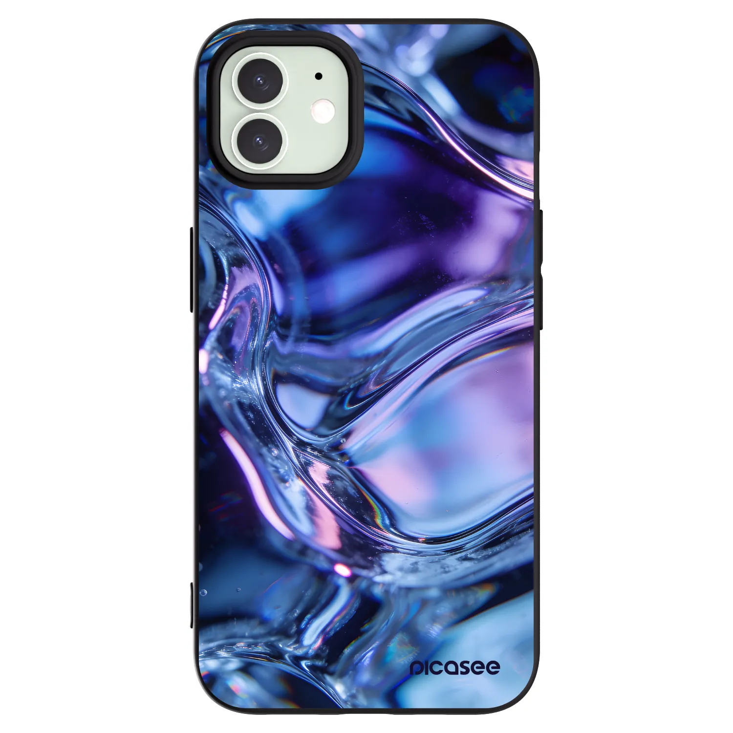 Picasee Μαύρη θήκη σιλικόνης για Apple iPhone 12 Pro - Iris liquid