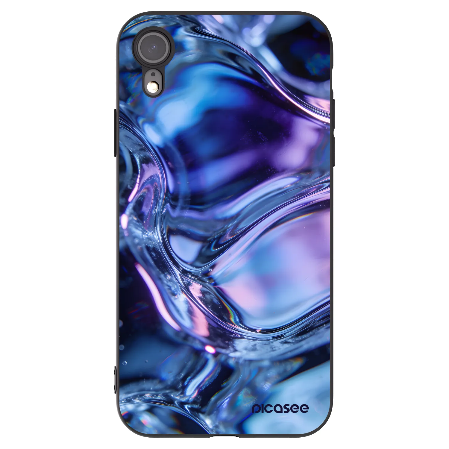 Picasee Μαύρη θήκη σιλικόνης για Apple iPhone XR - Iris liquid
