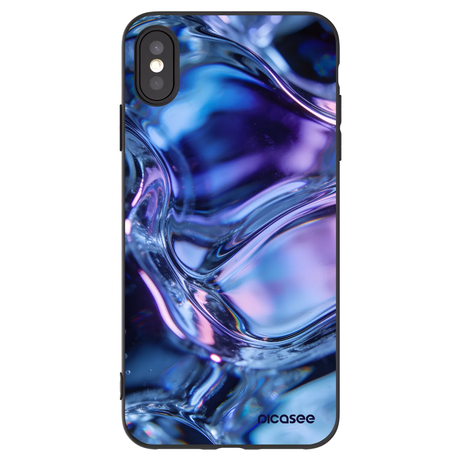 Picasee Μαύρη θήκη σιλικόνης για Apple iPhone XS Max - Iris liquid