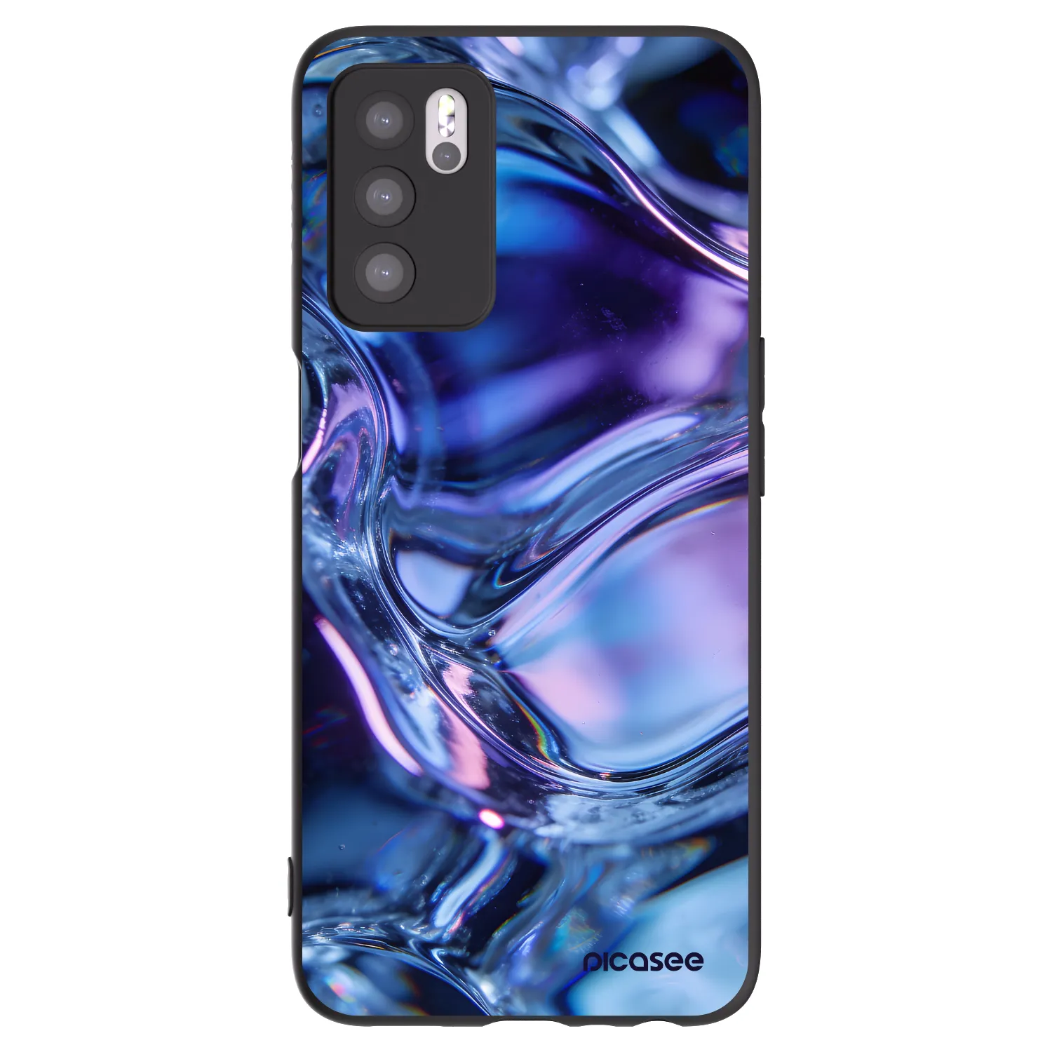 Picasee Μαύρη θήκη σιλικόνης για OPPO A16s - Iris liquid