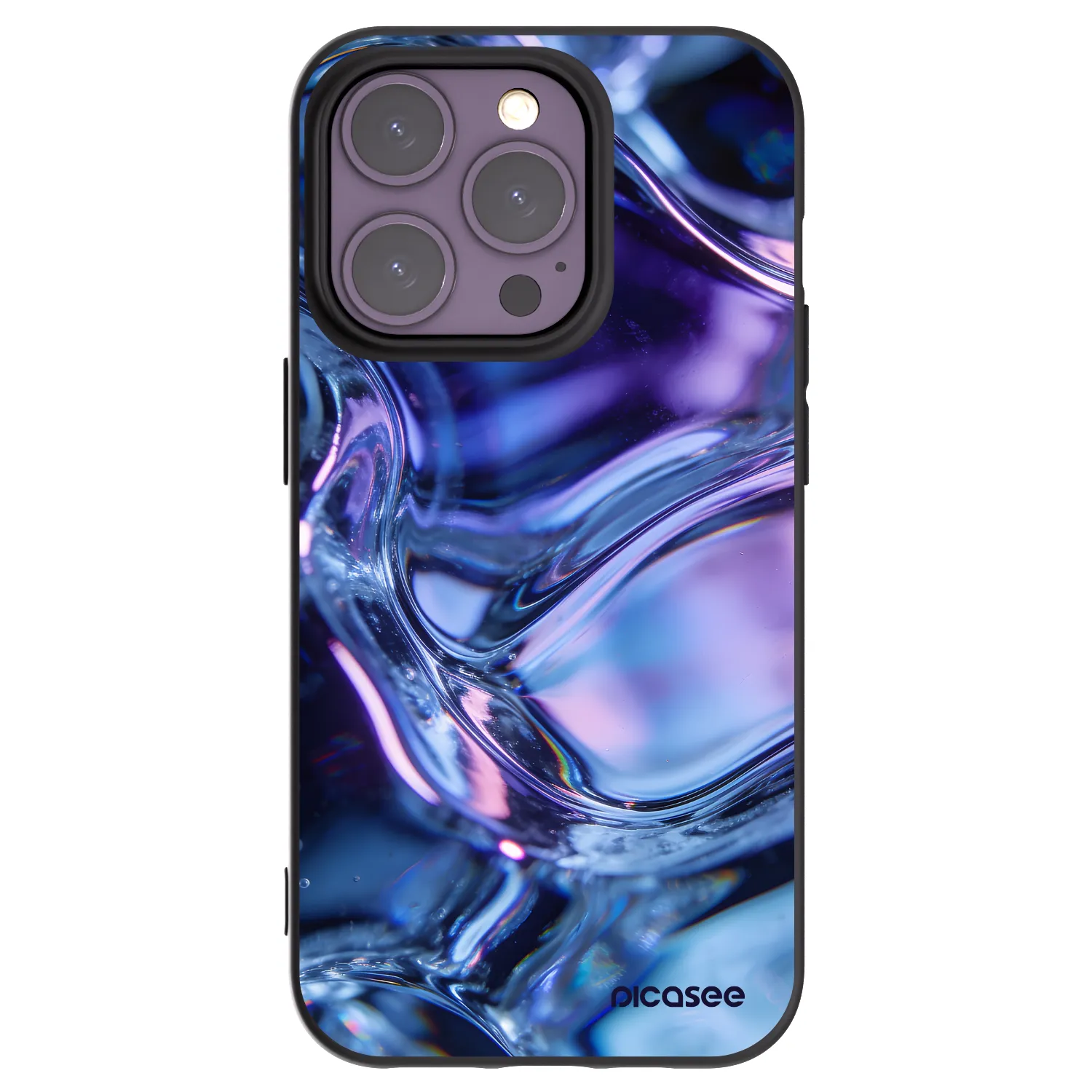 Picasee Μαύρη θήκη σιλικόνης για Apple iPhone 14 Pro - Iris liquid