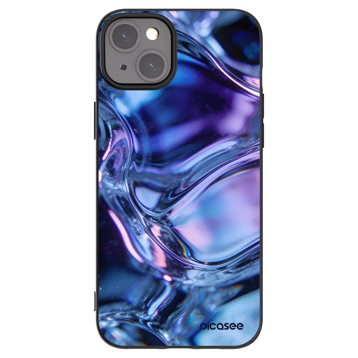 Picasee Μαύρη θήκη σιλικόνης για Apple iPhone 15 Plus - Iris liquid