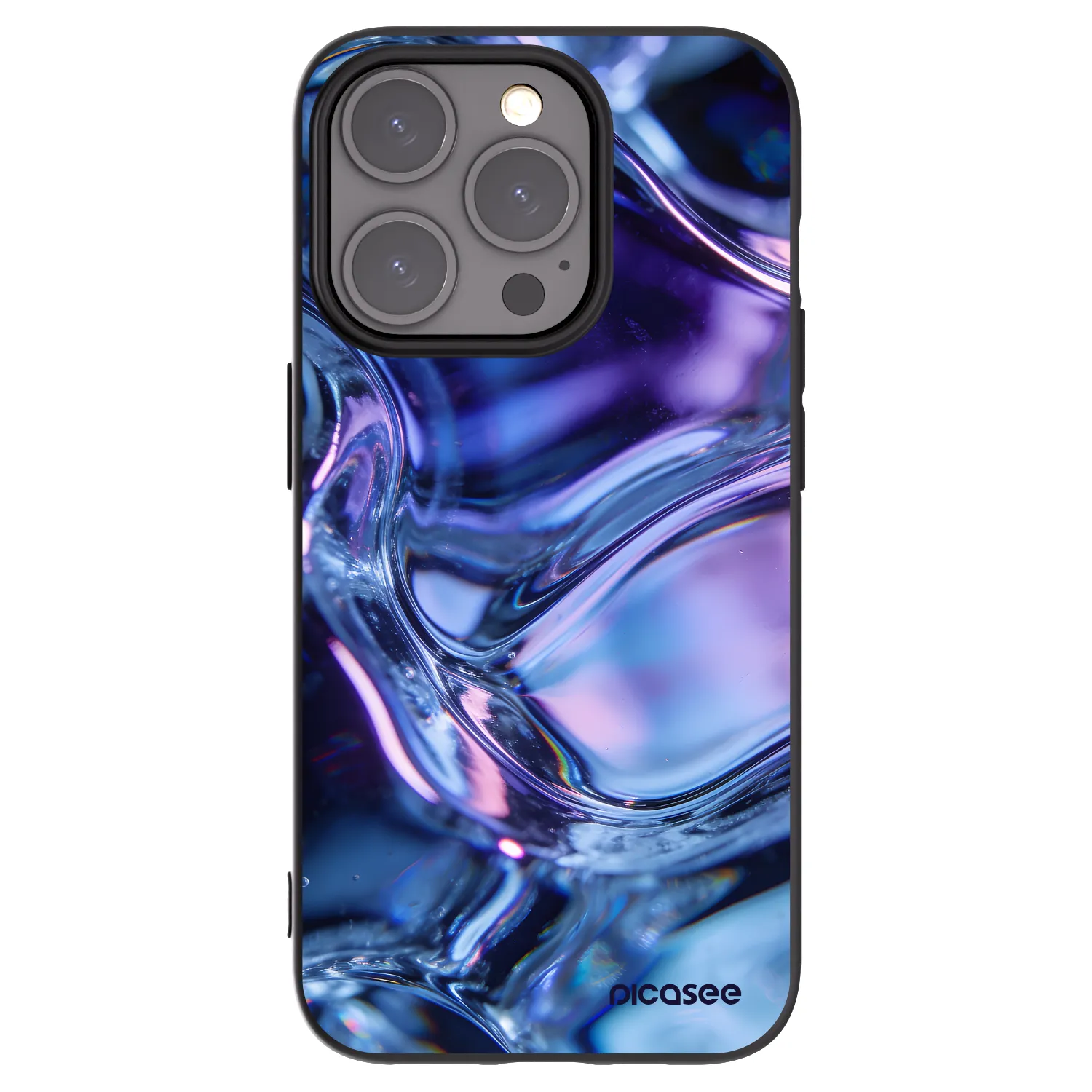 Picasee Μαύρη θήκη σιλικόνης για Apple iPhone 15 Pro - Iris liquid