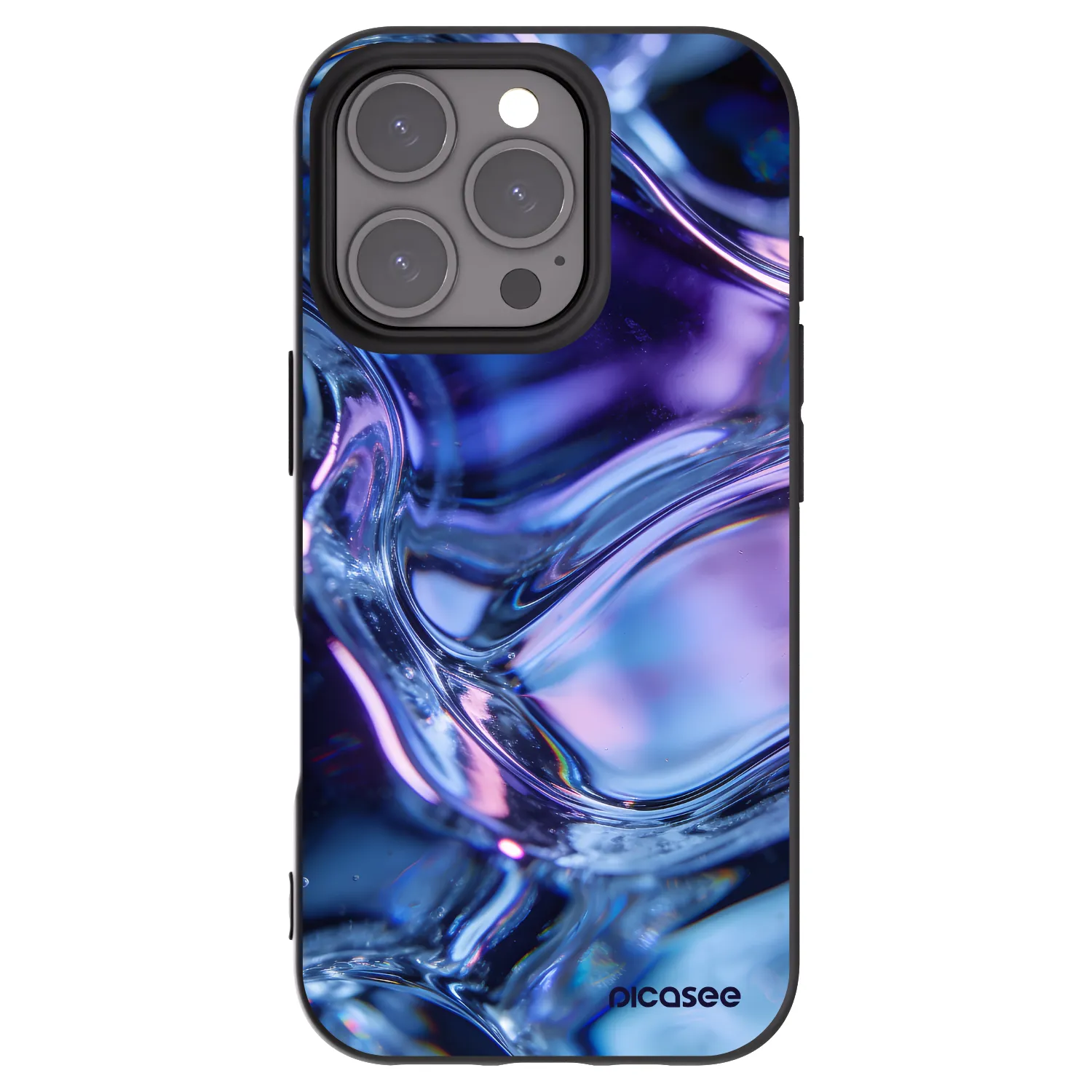 Picasee Μαύρη θήκη σιλικόνης για Apple iPhone 16 Pro - Iris liquid