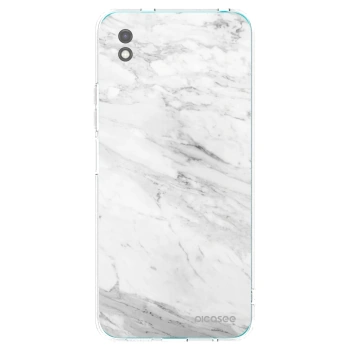 Picasee Μαύρη θήκη σιλικόνης για Xiaomi Redmi 9A - White marble