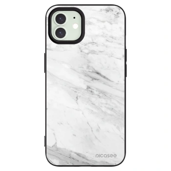 Picasee Μαύρη θήκη σιλικόνης για Apple iPhone 12 Pro - White marble