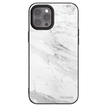 Picasee Μαύρη θήκη σιλικόνης για Apple iPhone 12 Pro Max - White marble