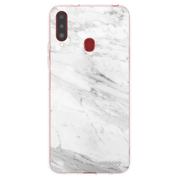Picasee διαφανής θήκη σιλικόνης Samsung Galaxy A20s - White marble