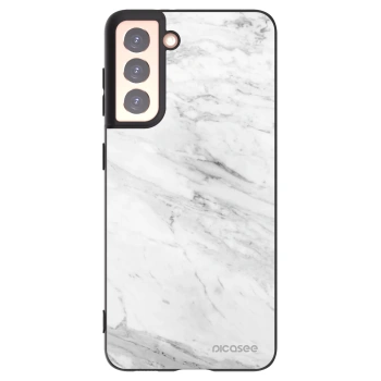 Picasee Μαύρη θήκη σιλικόνης για Samsung Galaxy S21 5G G991B - White marble