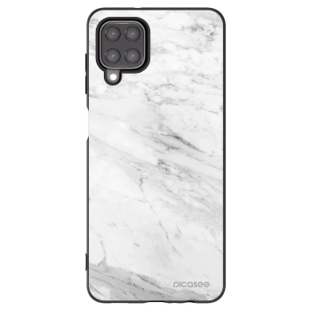 Picasee Μαύρη θήκη σιλικόνης για Samsung Galaxy A12 A125F - White marble